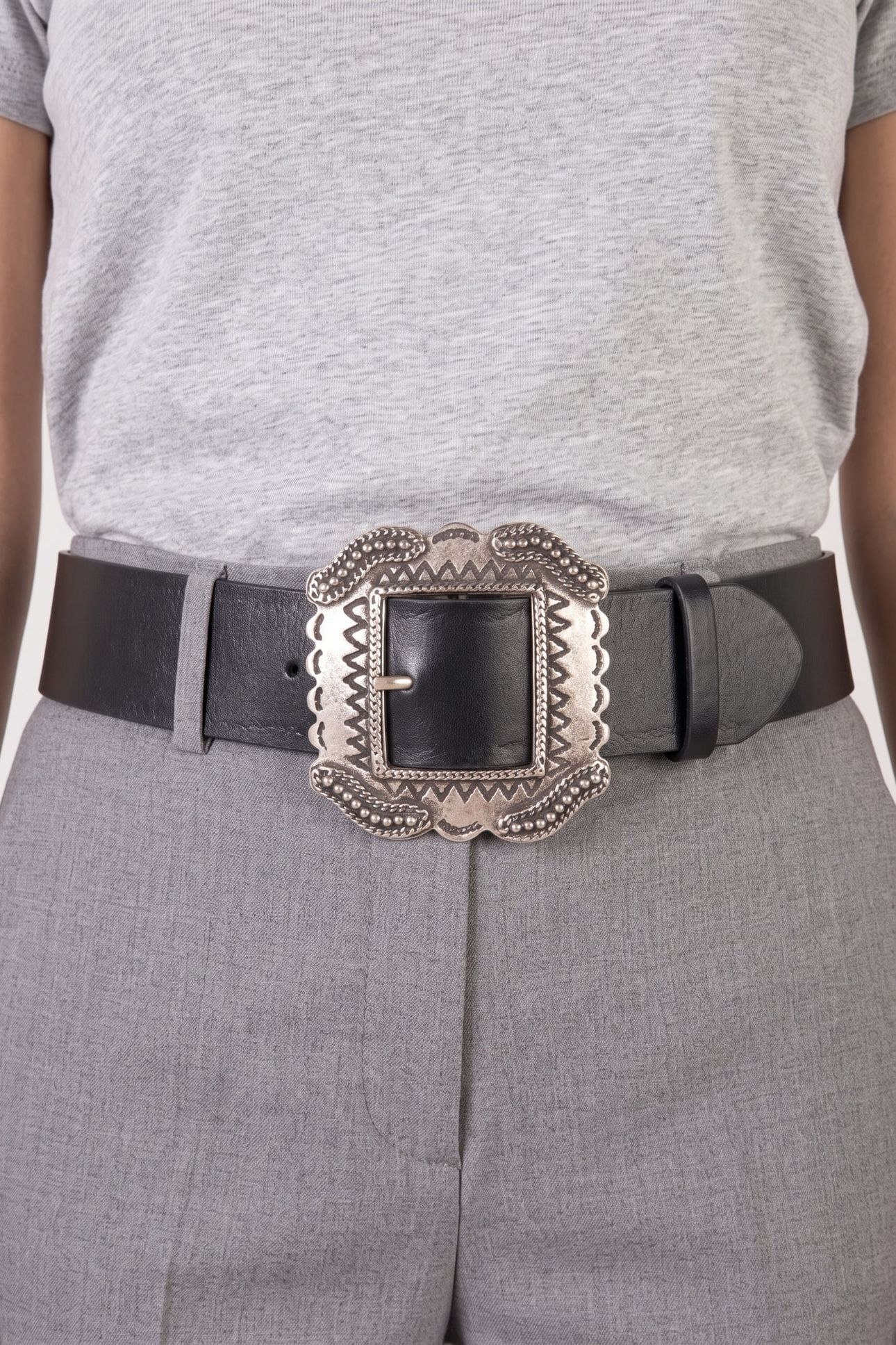 WIDE LEATHER BELT BLACK 3