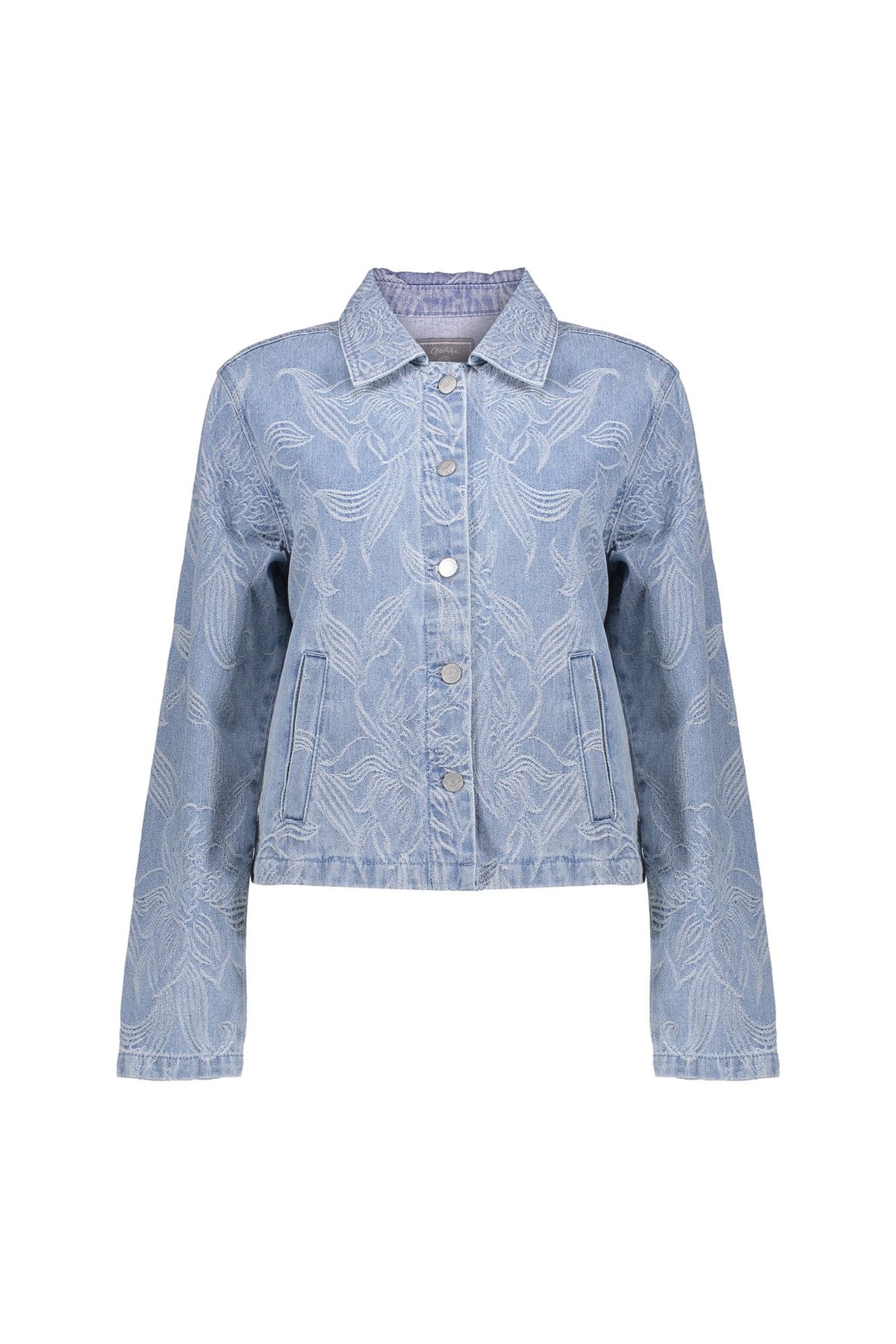 JEANS JACKET JACQUARD FLOWER BLEACHED DENIM 1