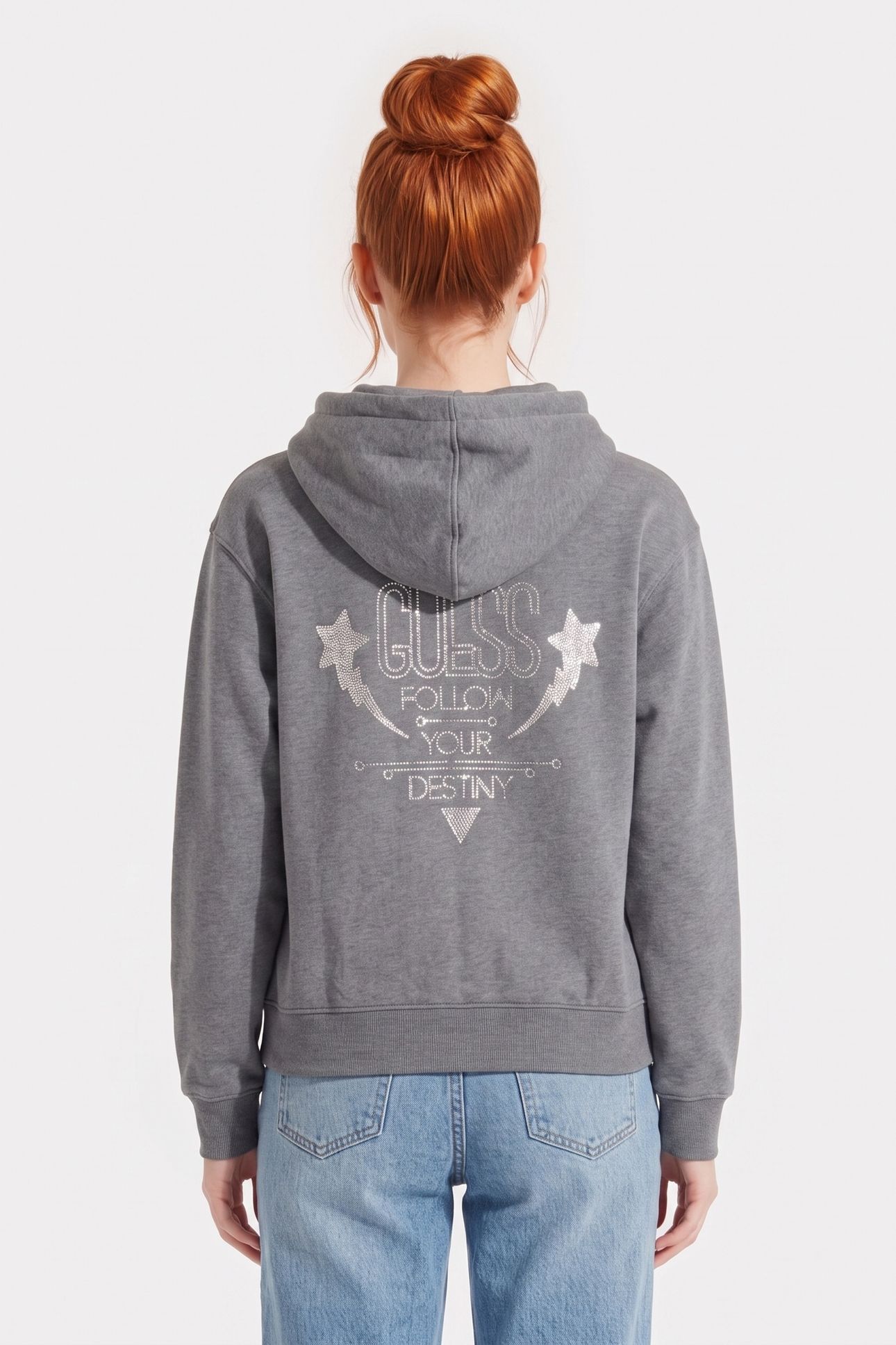 GUESS ECO HOODIE SHINY CORD SW MEDIUM CHARCOAL HEAT 2