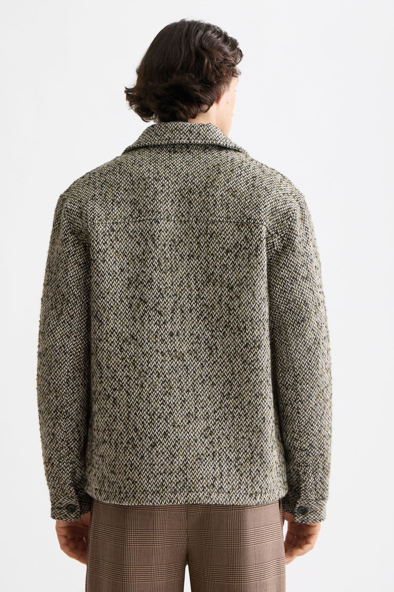 MULTICOLOURED TWEED WOOL-BLEND OVERSHIRT GREEN / BEIGE TWEED 3