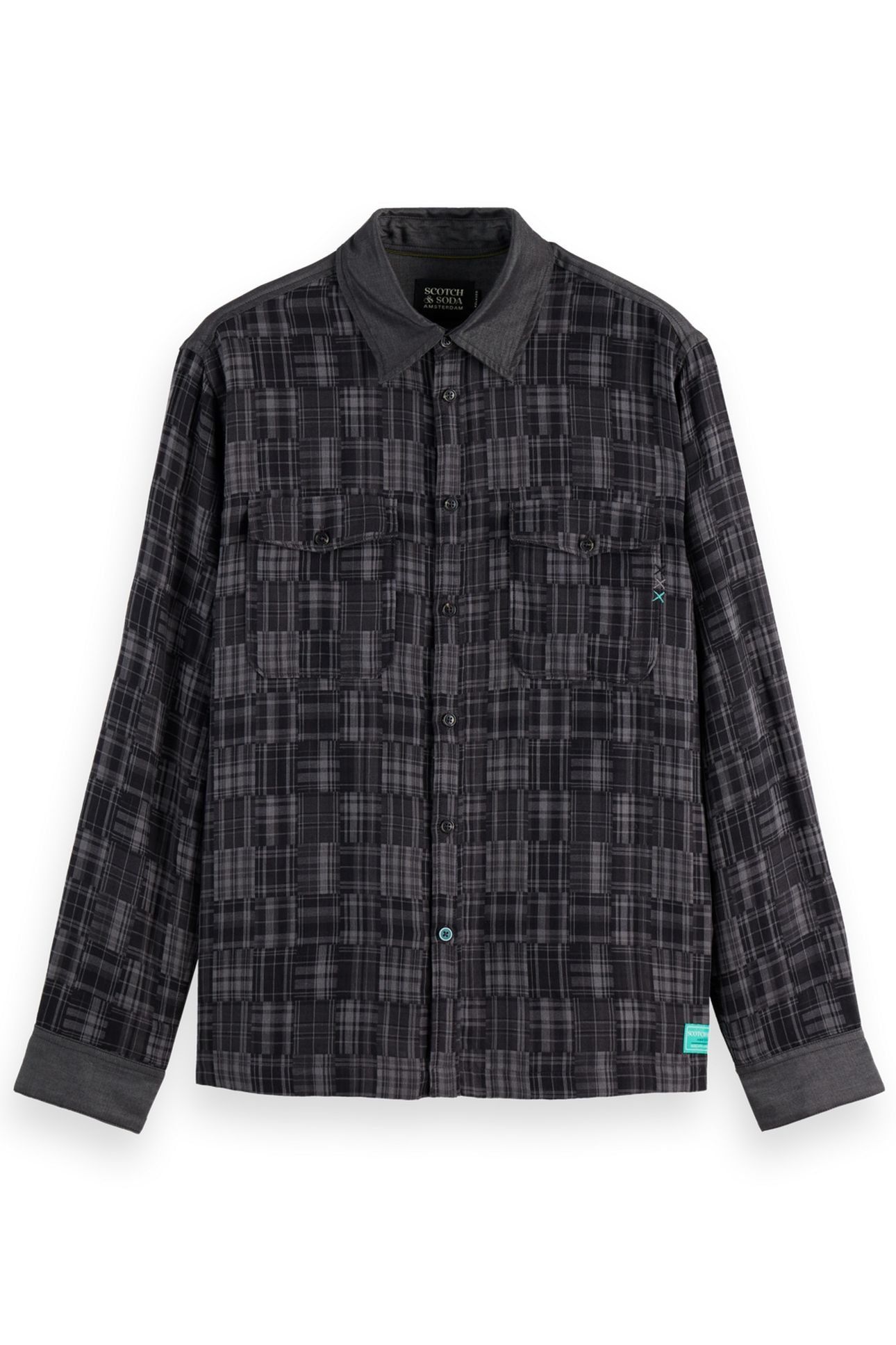 PATCHWORK FLANNEL RELAXED-FIT SHIRT METEORITE PATCHWORK CHEC 3