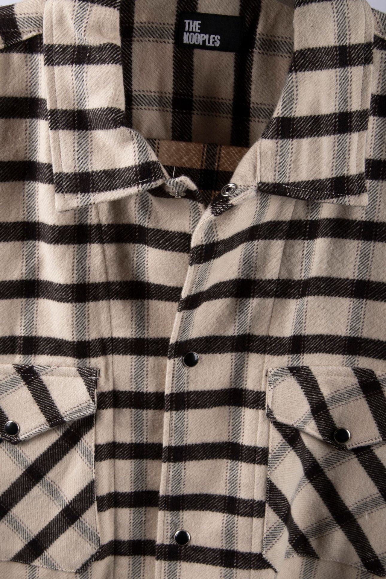 LONG-SLEEVED CHECKED SHIRT BLACK BEIGE 4