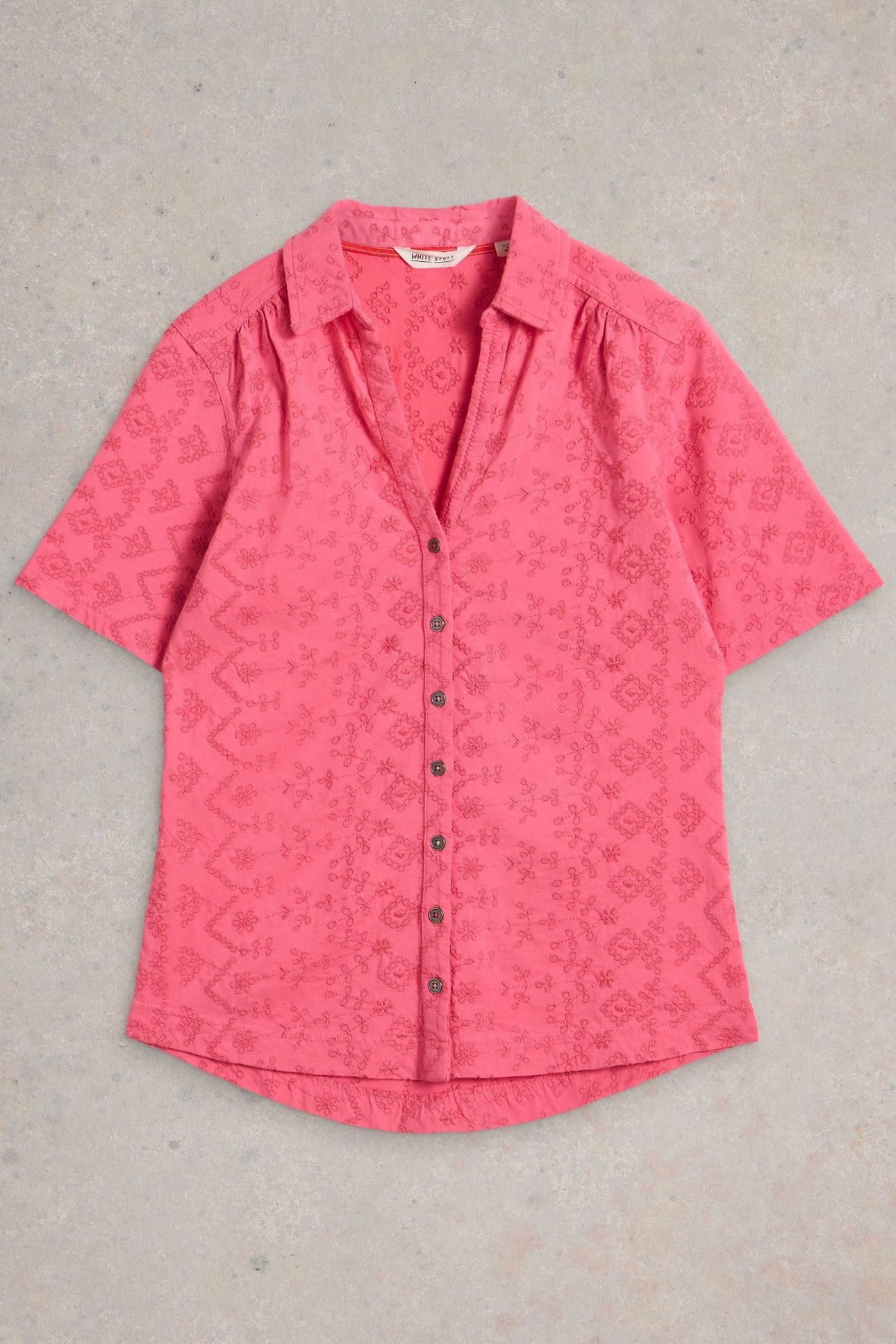 ANNIE SS BRODERIE SHIRT BRIGHT PINK 3