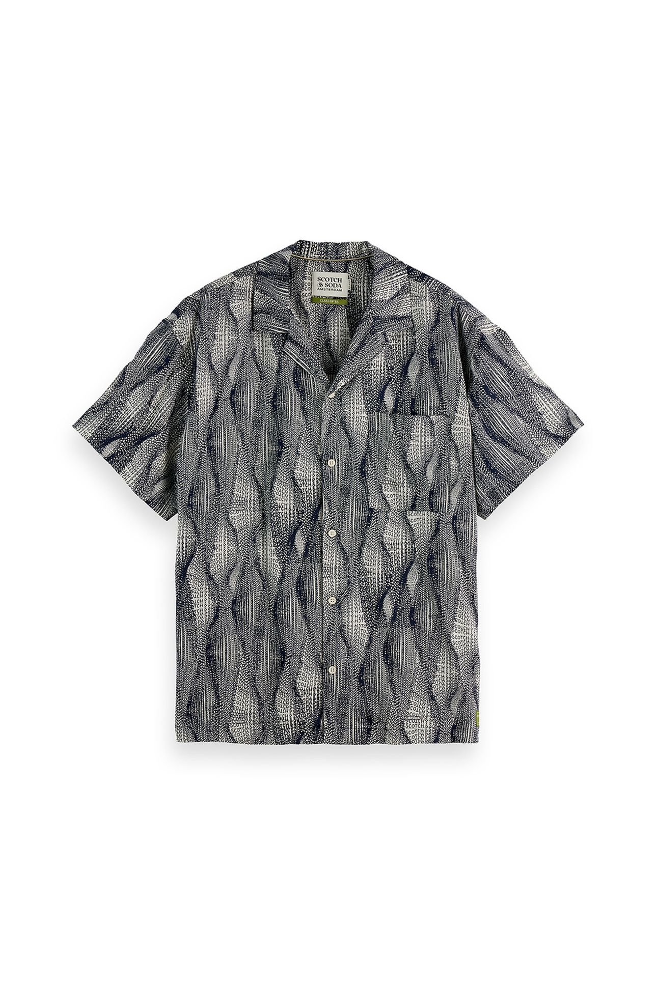 PRINTED SHORT-SLEEVED TENCEL SHIRT BATIK LOGO PRINT NAVY AOP 4