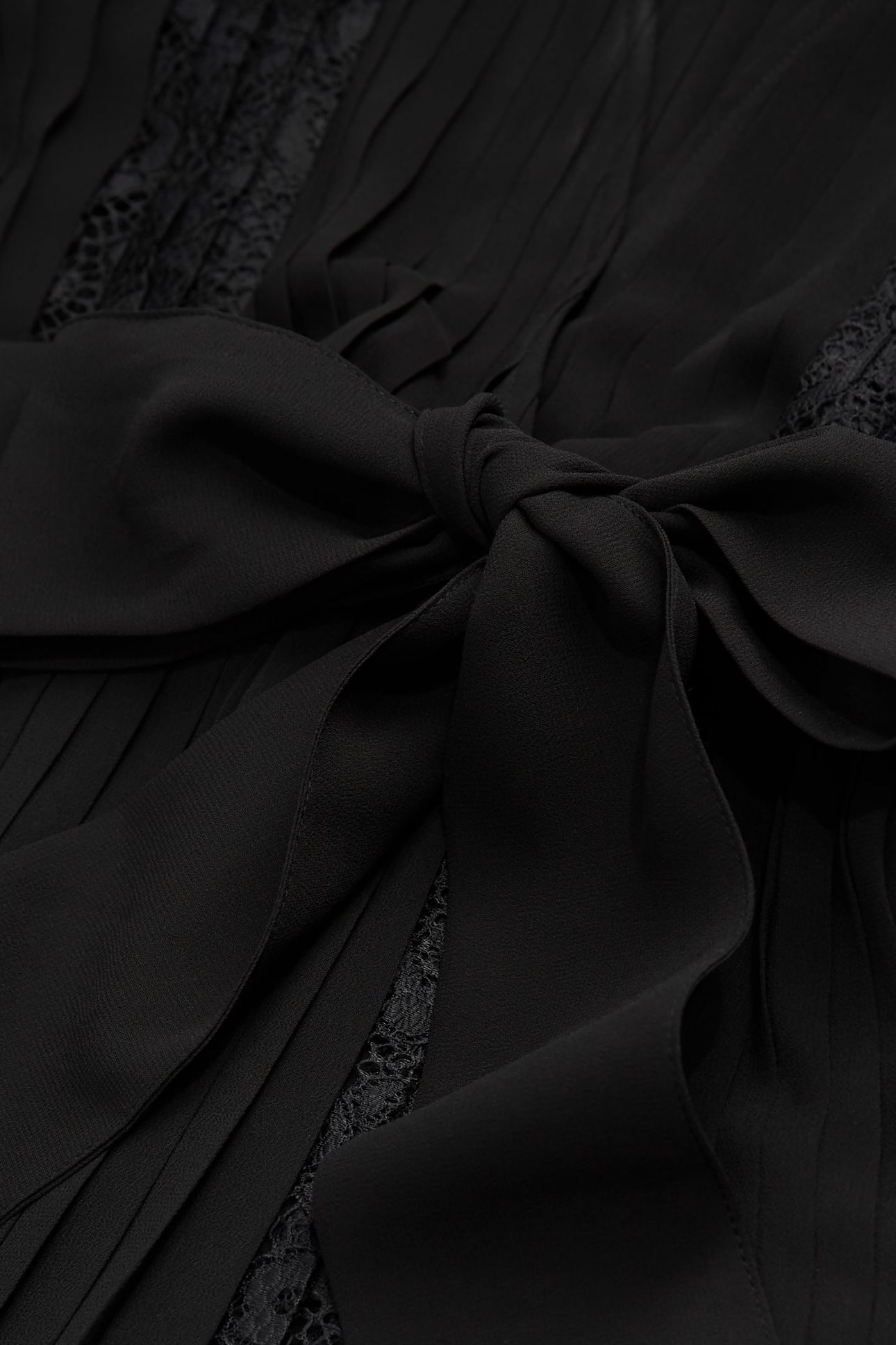 SHORT DRESS WITH LONG SLEEVES, V-NECK, AND LACE INLAY BLACK 7