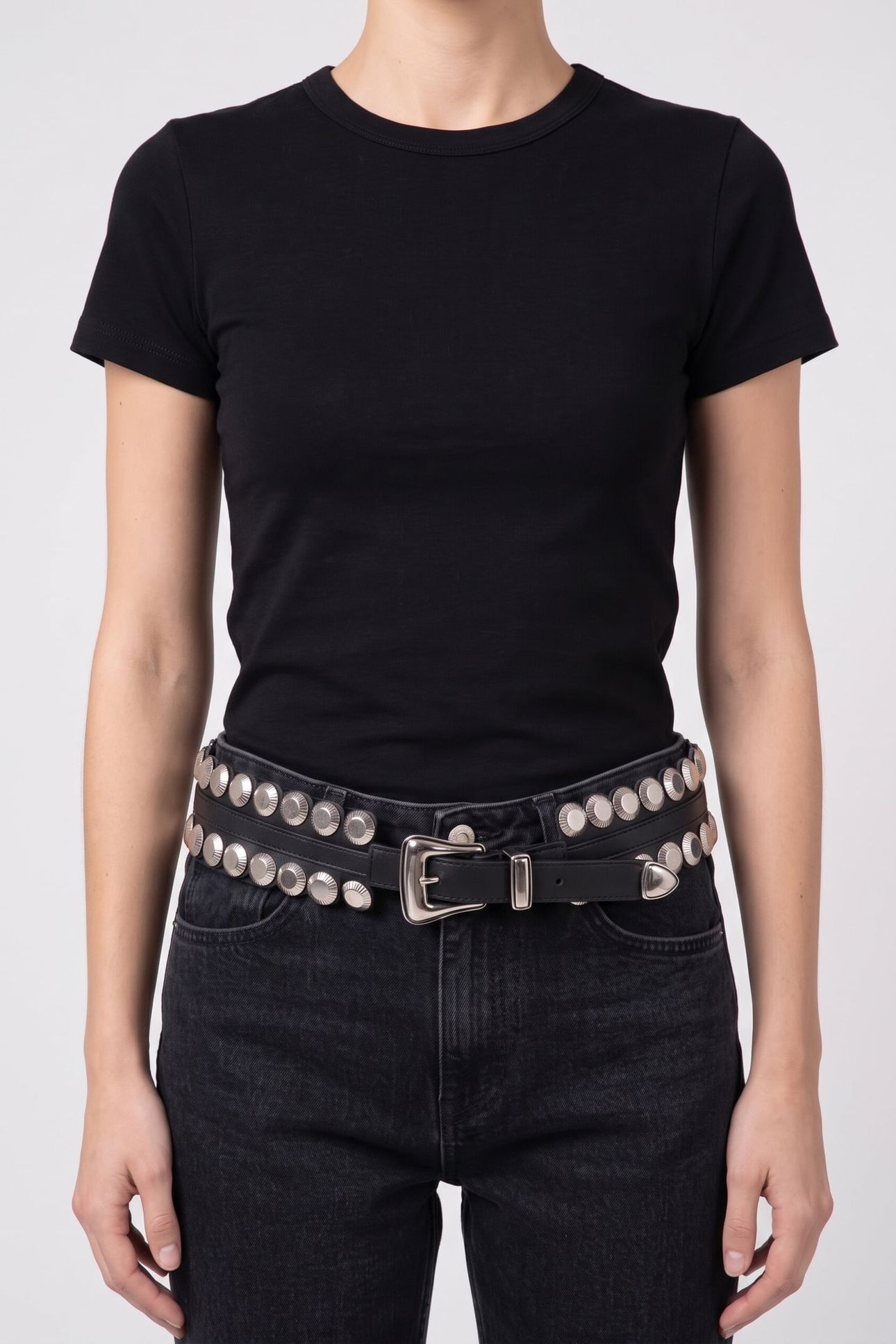 WIDE LEATHER BELT WITH STUDS BLACK 1