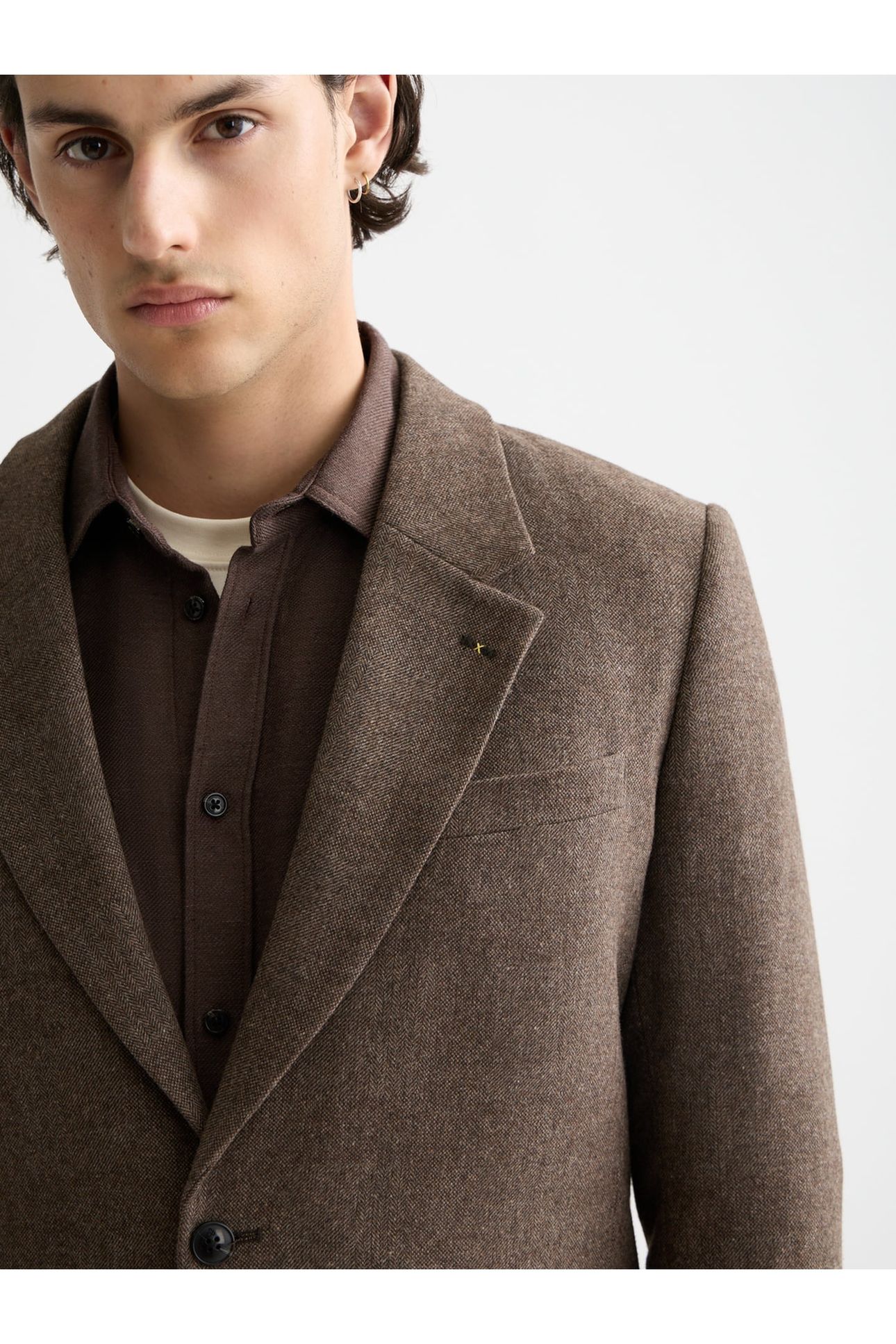YARN-DYED WOOL BLEND RELAXED FIT BLAZER DEMITASSE PATCHWORK  6