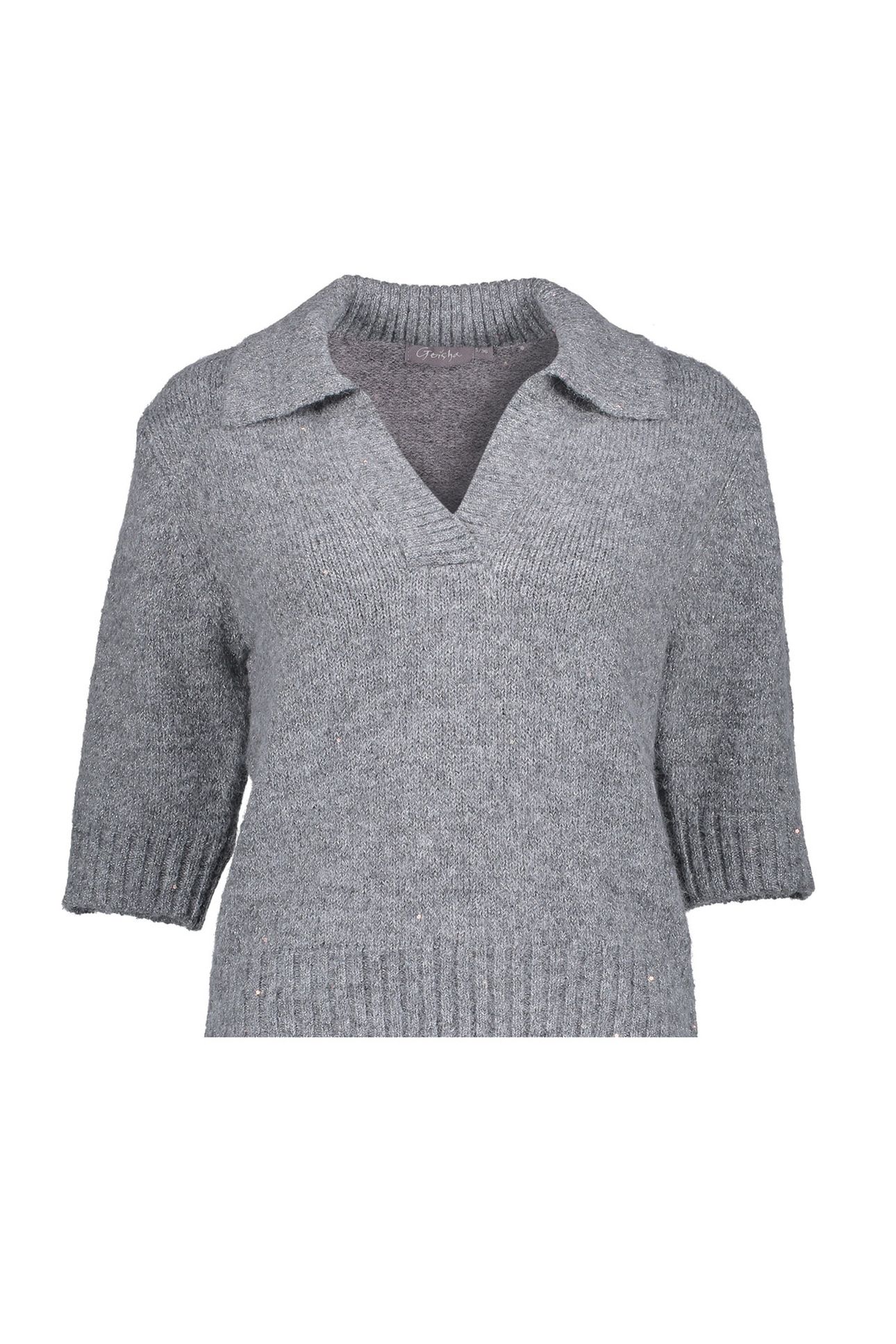 PULLOVER V-NECK LUREX & SECQ GREY/SILVER 1
