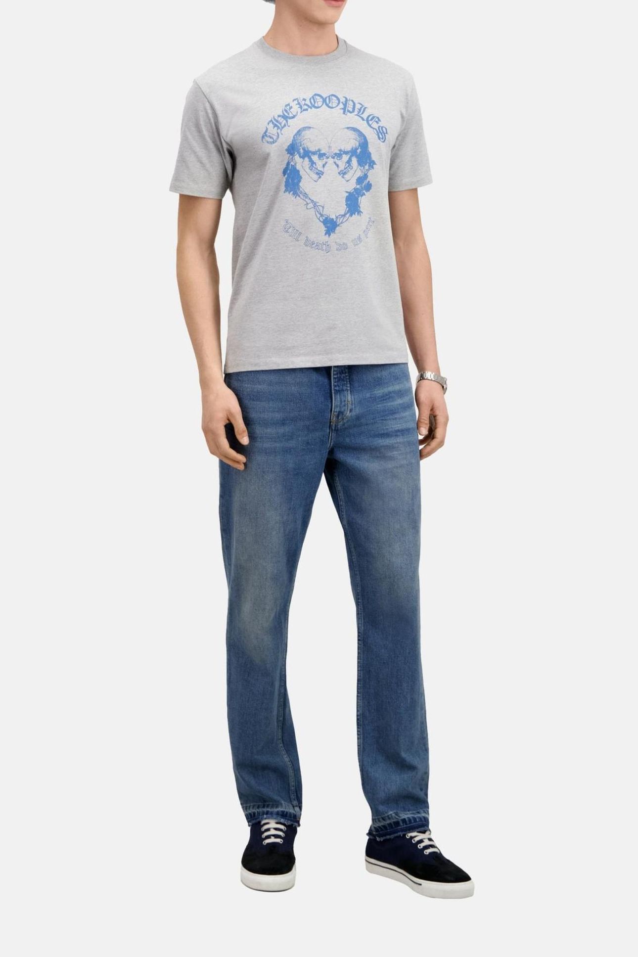 SHORT-SLEEVED T-SHIRT WITH SKULL AND HEART GREY MELANGE 2