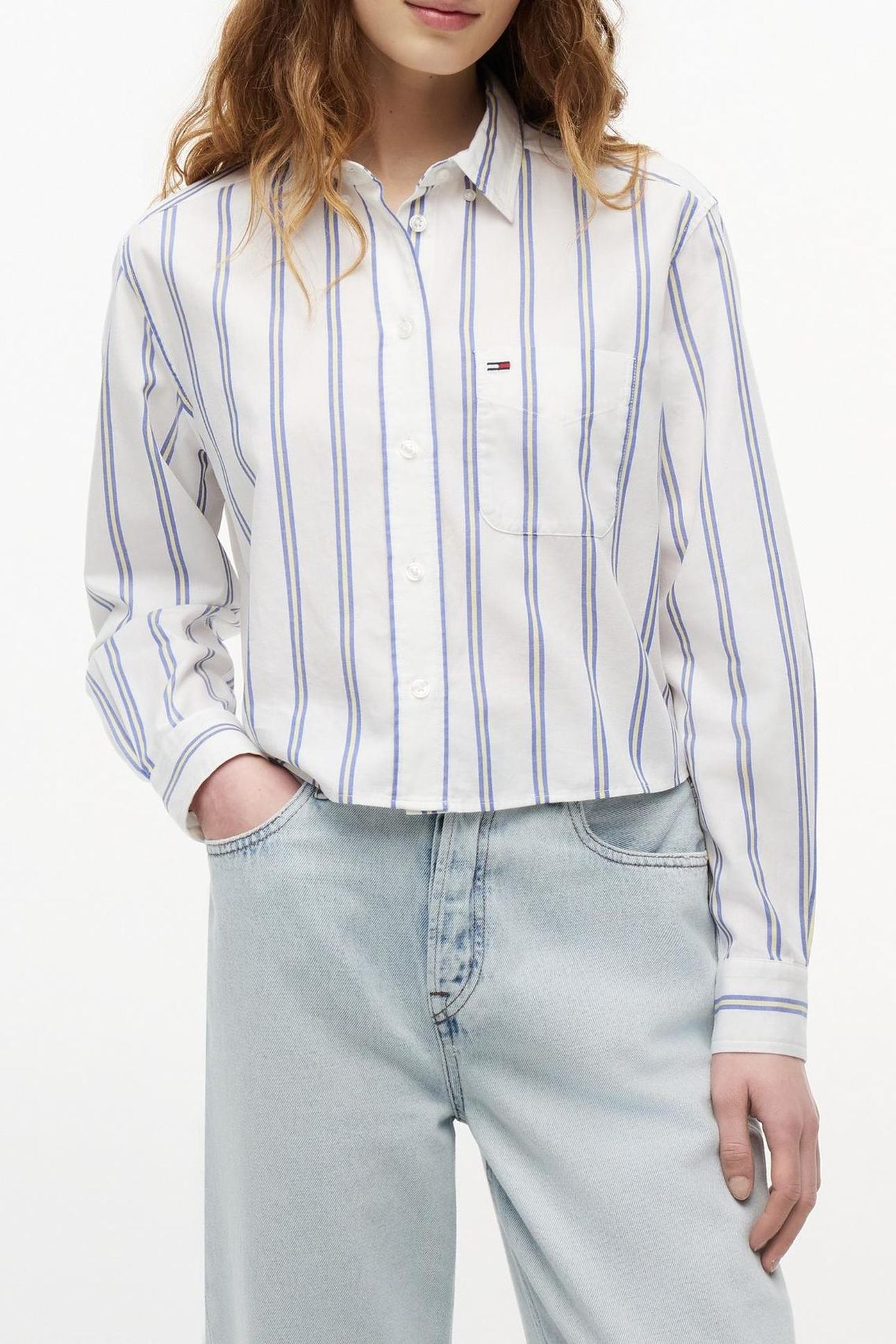 RELAXED CROP SHIRT ECRU/MULTI STRIPE 1