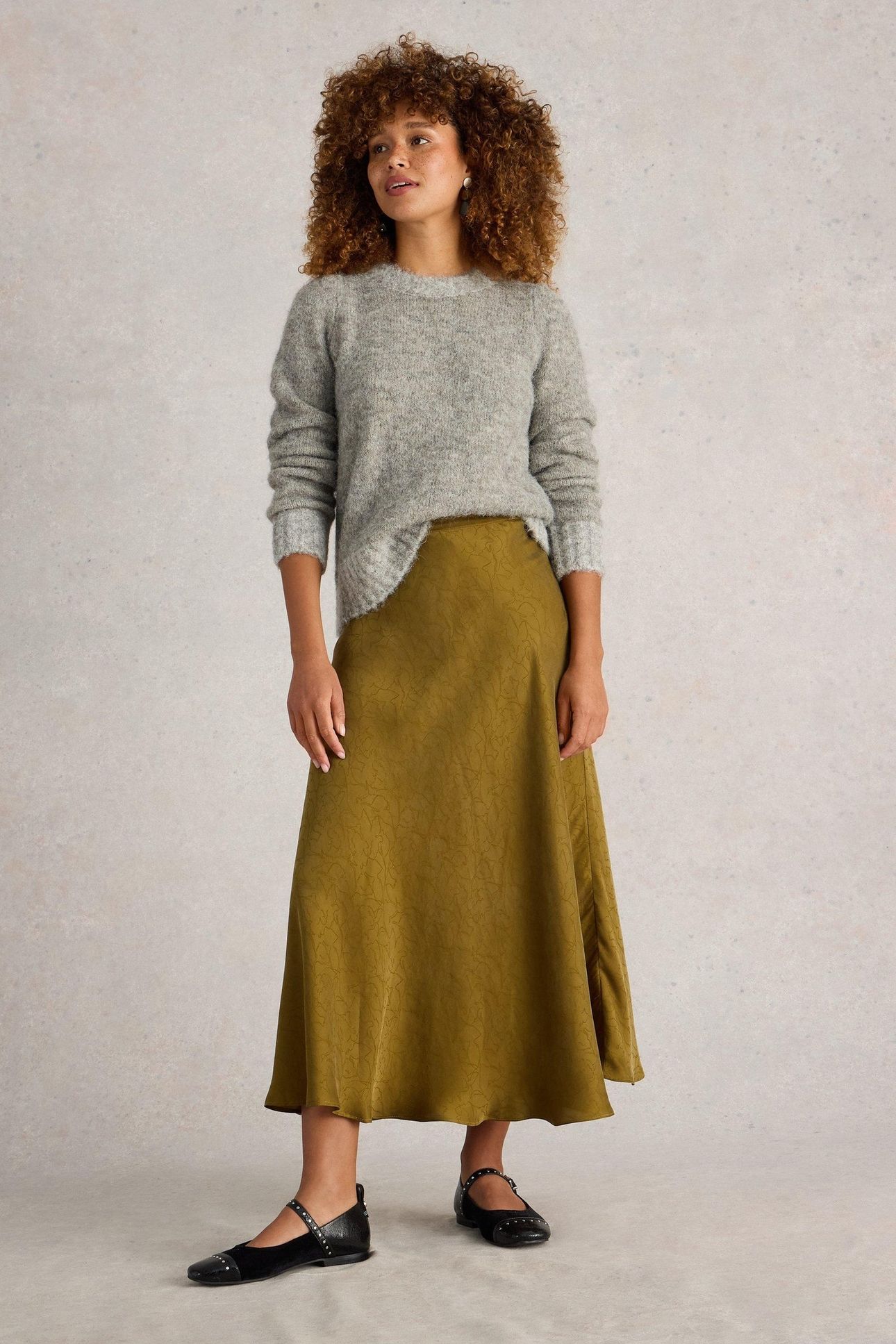 DARCY BIAS CUT SKIRT KHAKI GREEN 2