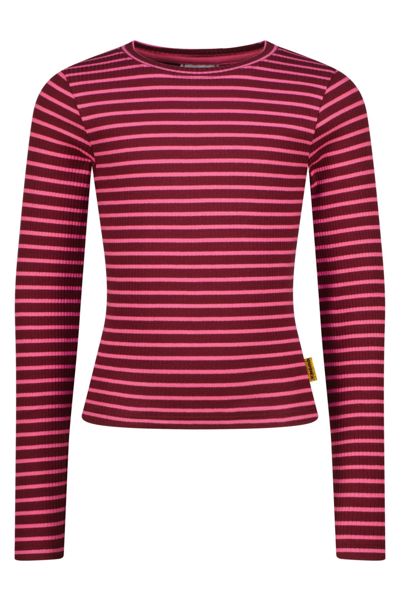 GIRLS BASIC FINE STRIPE TOP T-SHIRT SANGRIA SUNSET 1