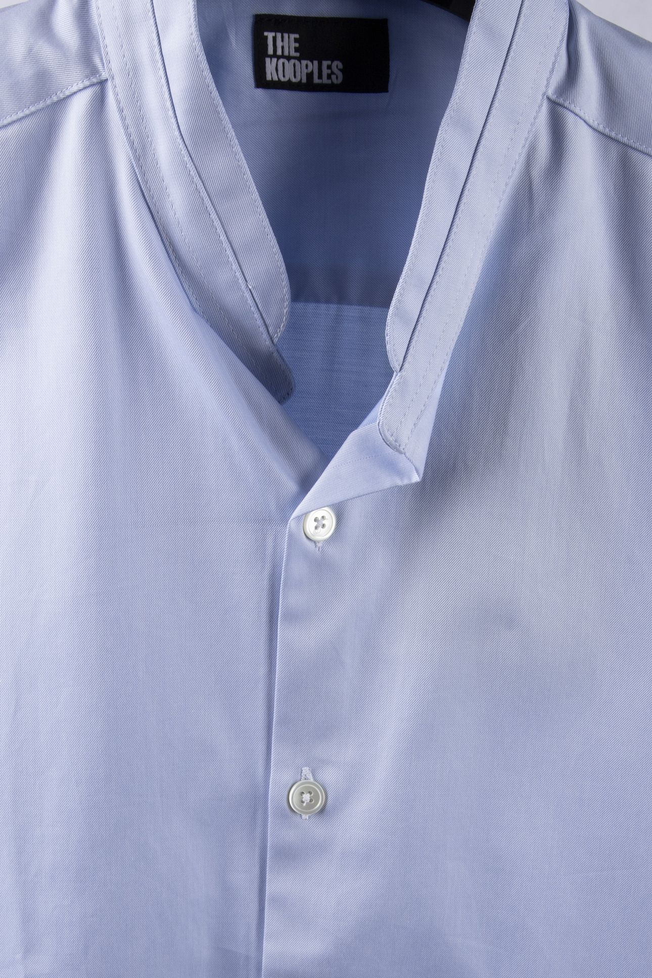 PLAIN COTTON TWILL SHIRT WITH A MANDARIN COLLAR LIGHT BLUE 4