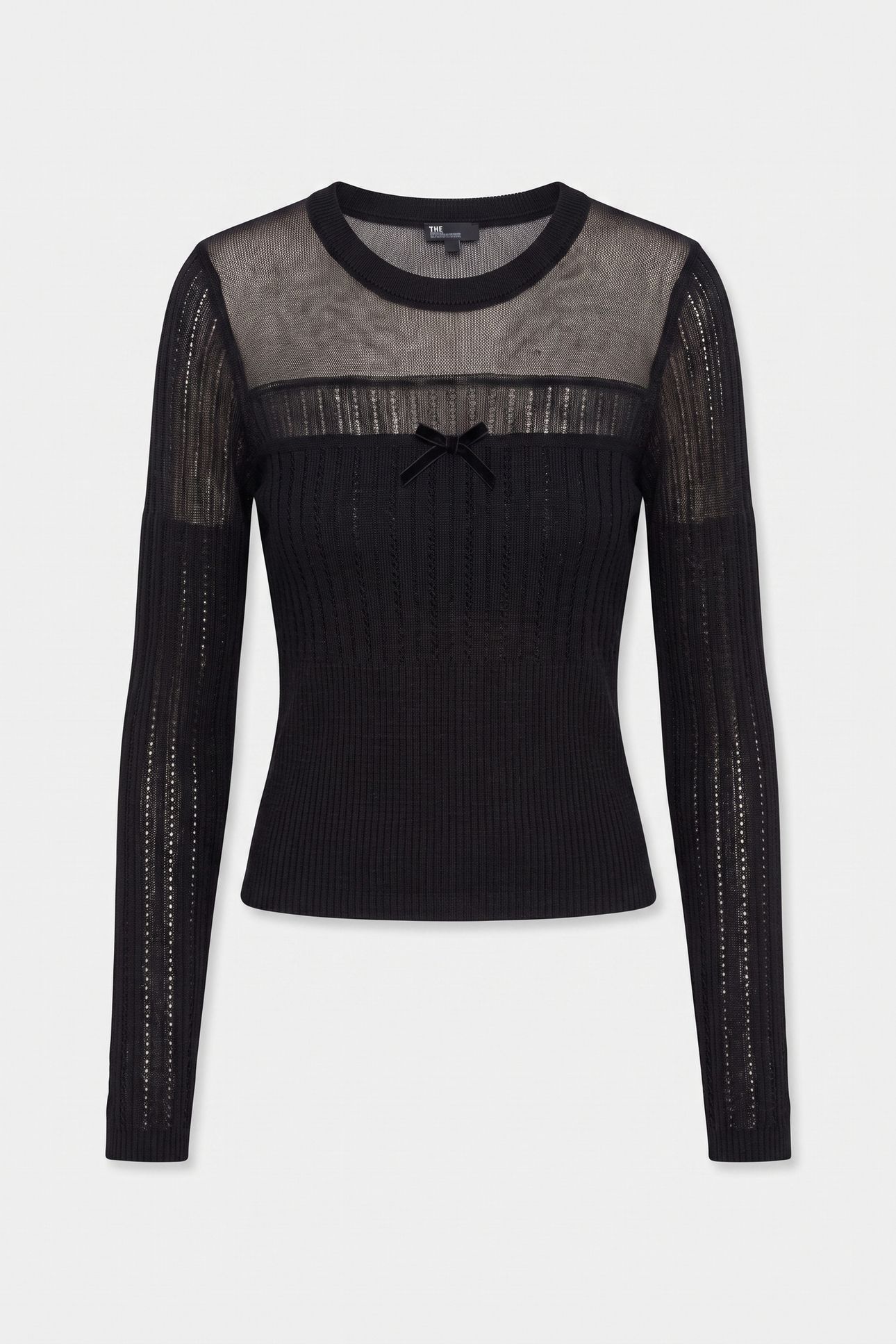 LONG-SLEEVED SWEATER WITH SHEER DETAILS BLACK 4