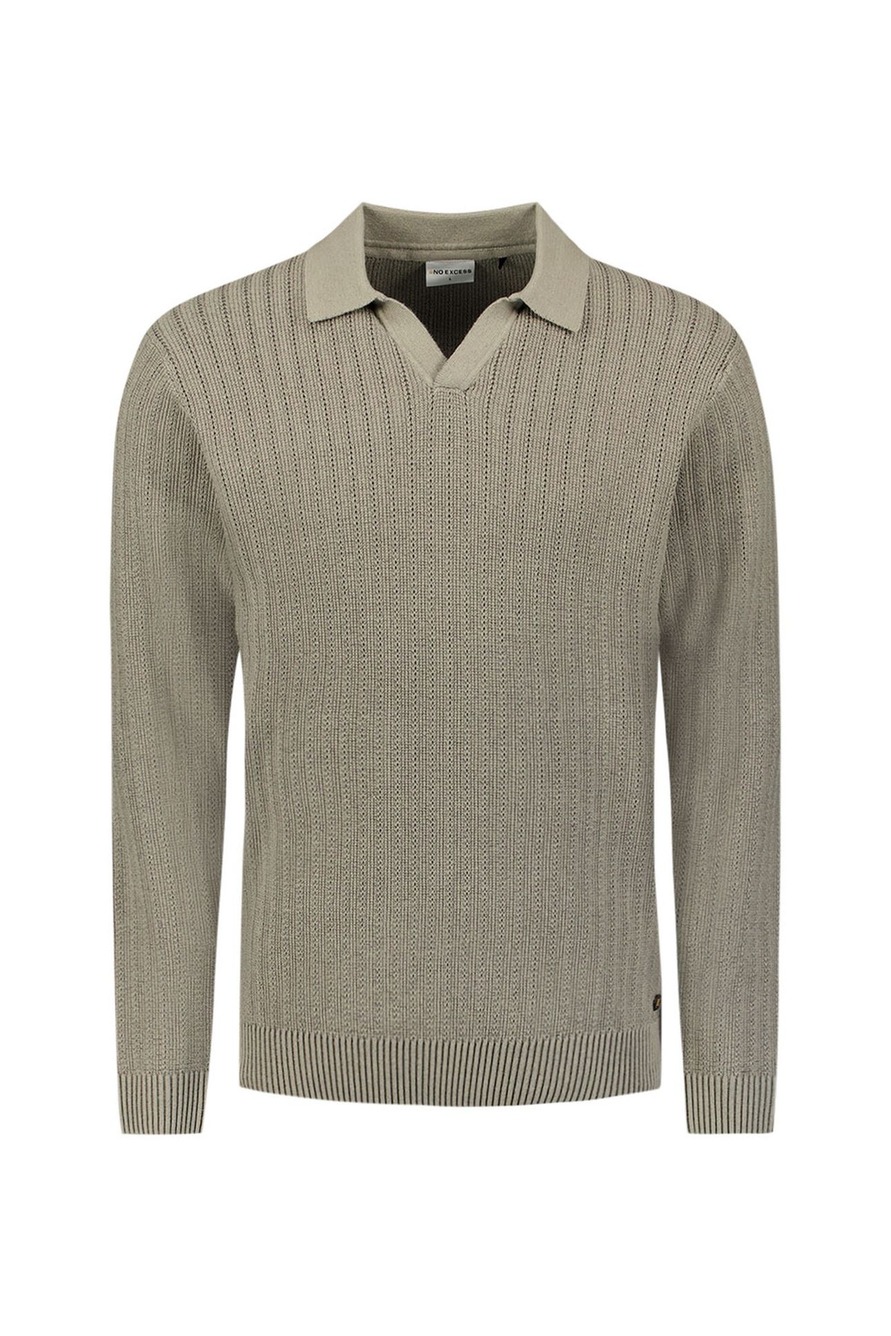 PULLOVER OPEN POLO COLLAR RELIEF KNIT CLAY 1