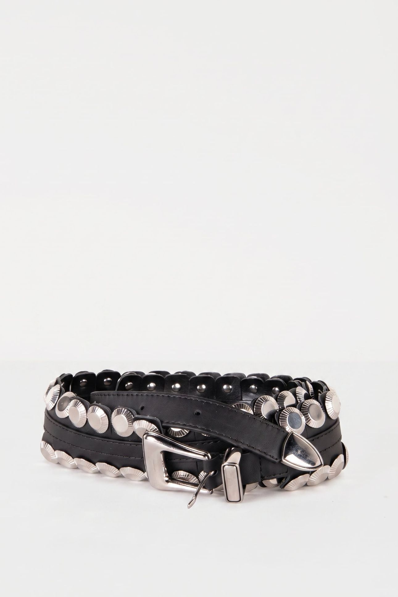 WIDE LEATHER BELT WITH STUDS BLACK 3