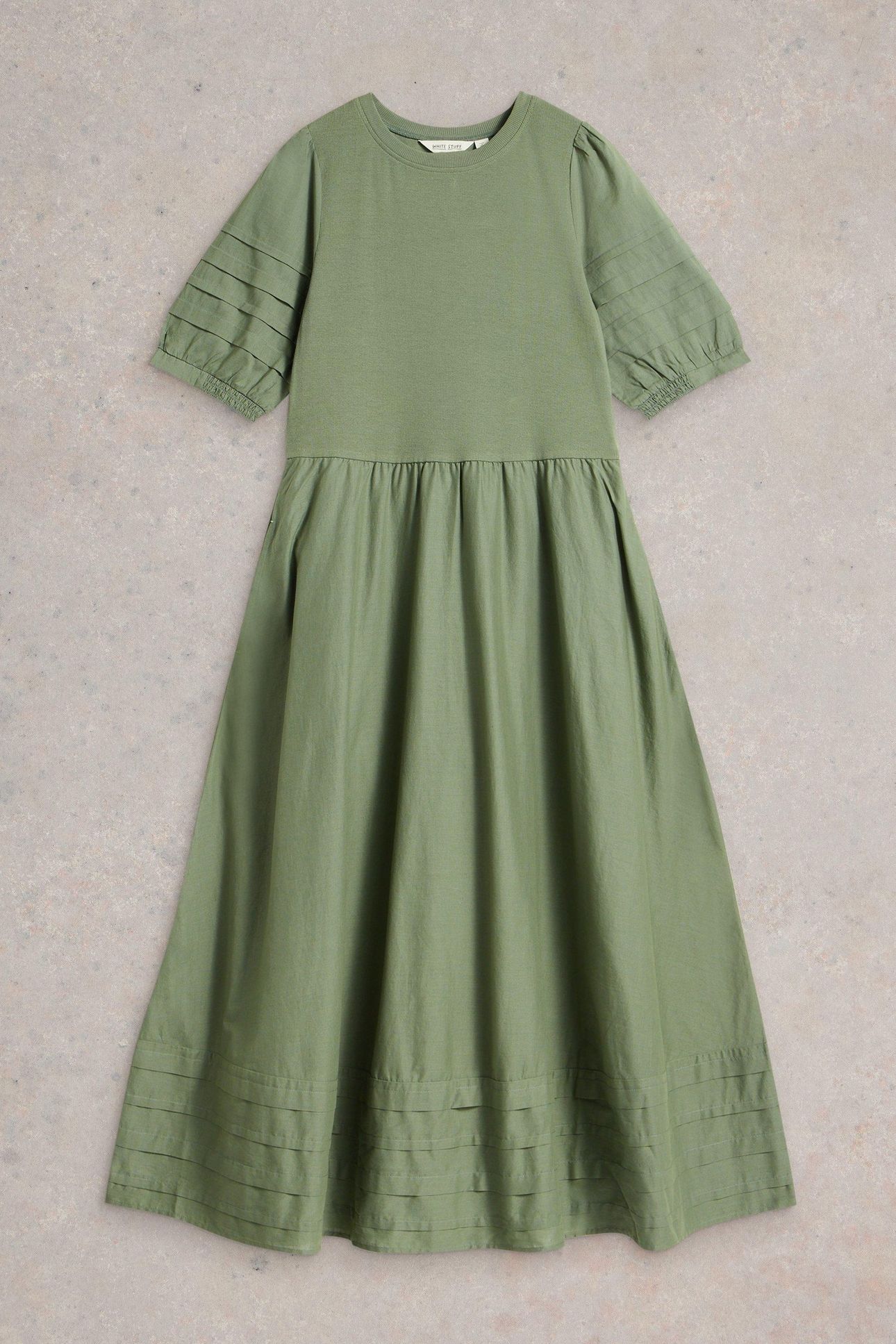 CLAUDIA FABRIC MIX DRESS DUSTY GREEN 4