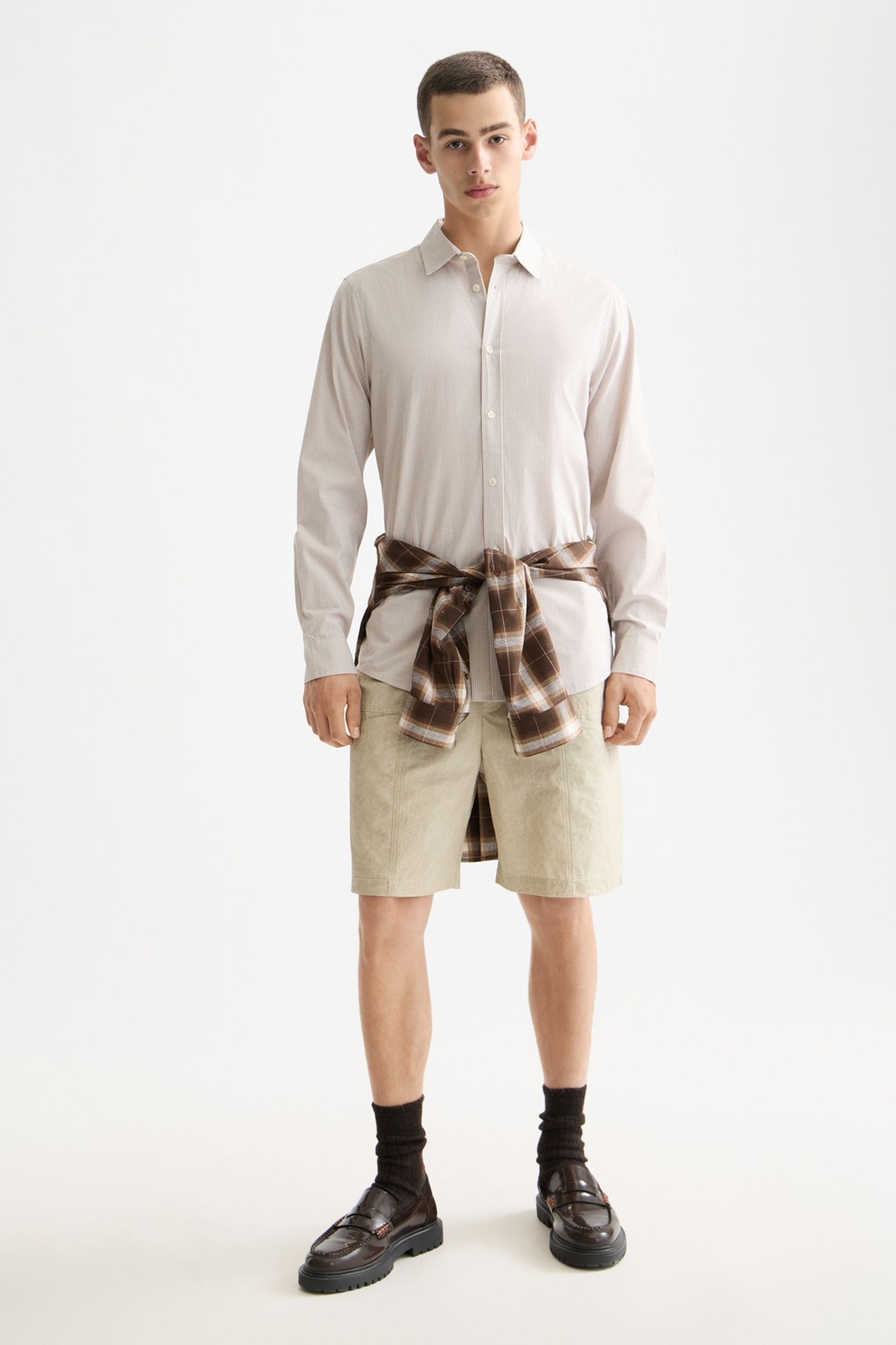 MICRO-CHECK POPLIN SHIRT PLAZA TAUPE MICRO CHECK 2