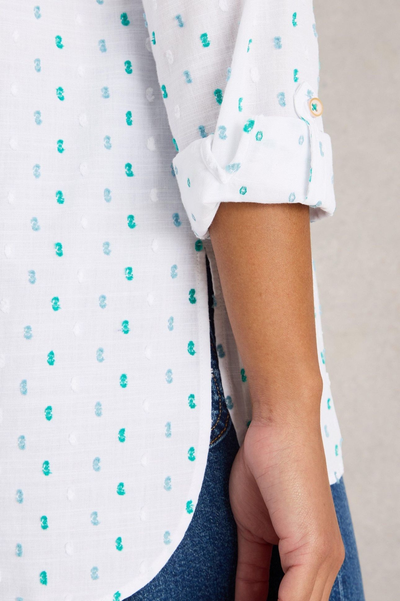 SOPHIE LONGLINE COTTON SHIRT IVORY MULTI 6