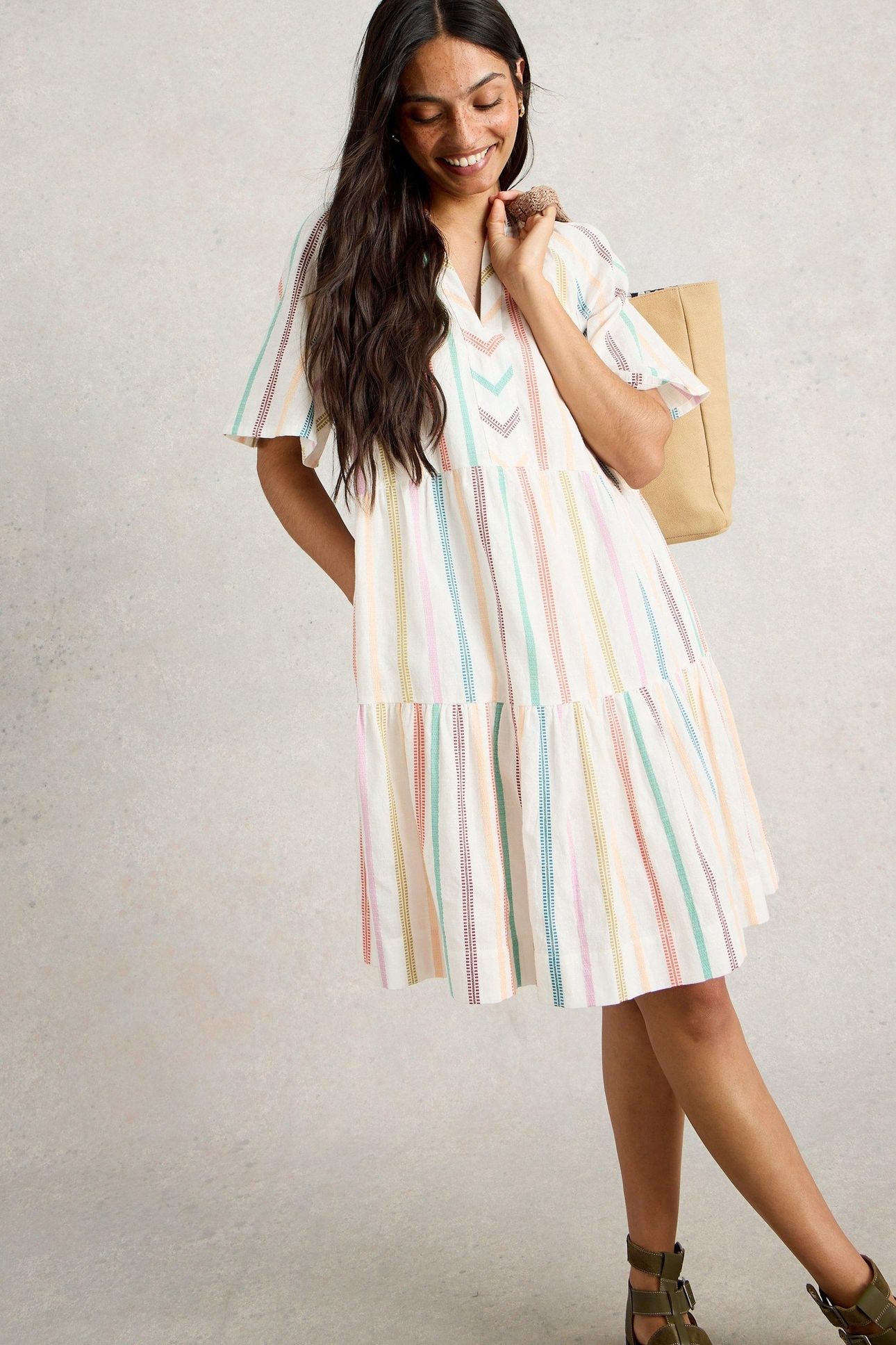 SOPHIA STRIPE DRESS NATURAL MULTI 2
