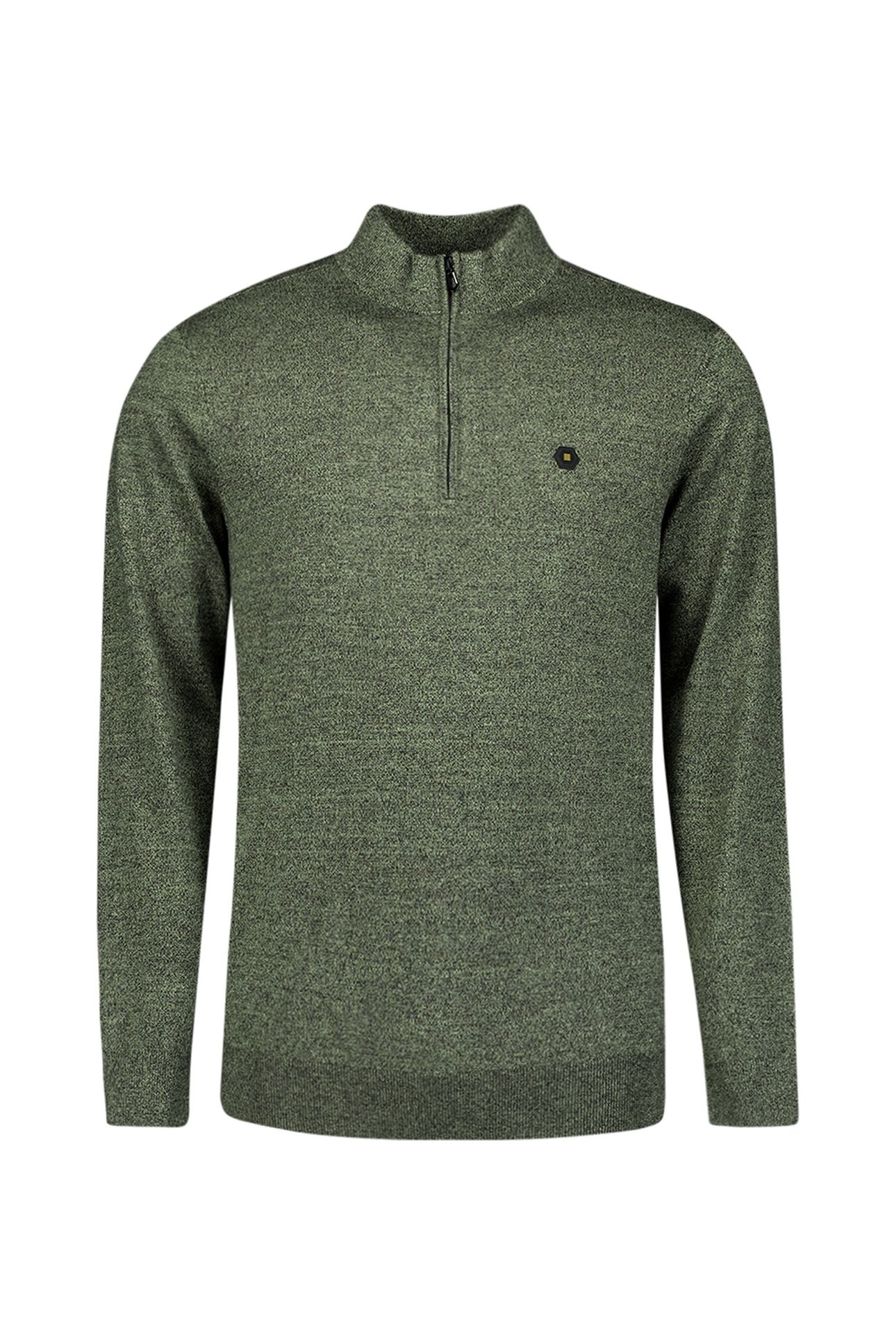 PULLOVER HALF ZIP 2 COLOURED MELANGE LIGHT MOSS 5