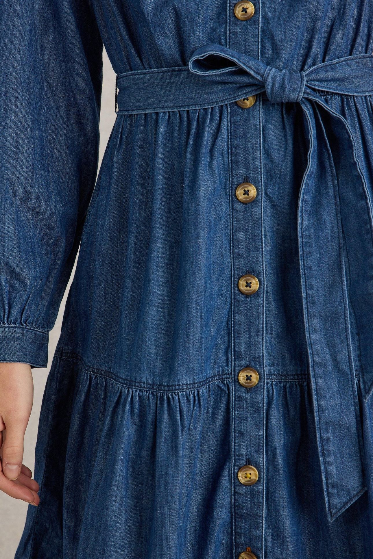 MINA TIERED DENIM DRESS MID DENIM 5