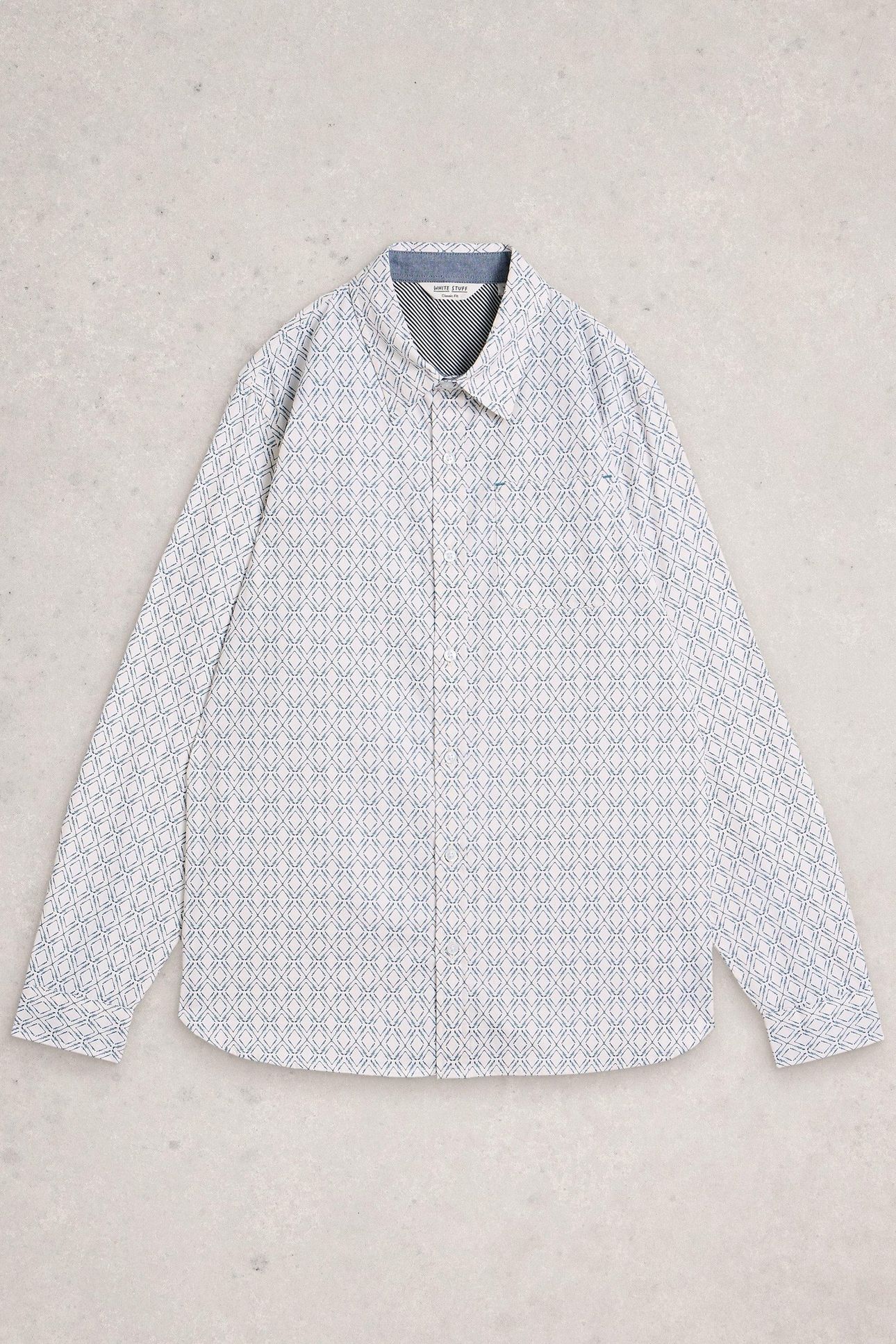 DIAMOND SQUIGGLE PRINTED SHIRT WHITE PRINT 1