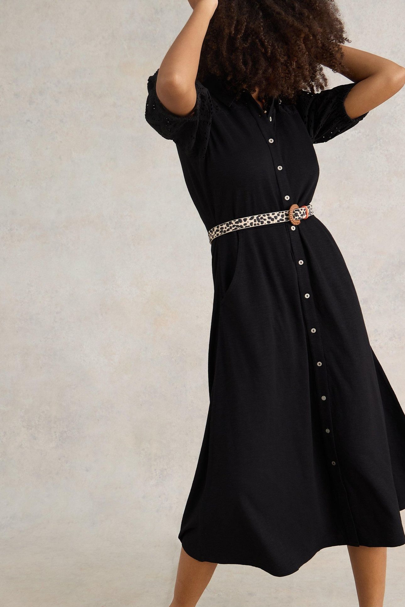 RUA BRODERIE SHIRT DRESS PURE BLACK 9