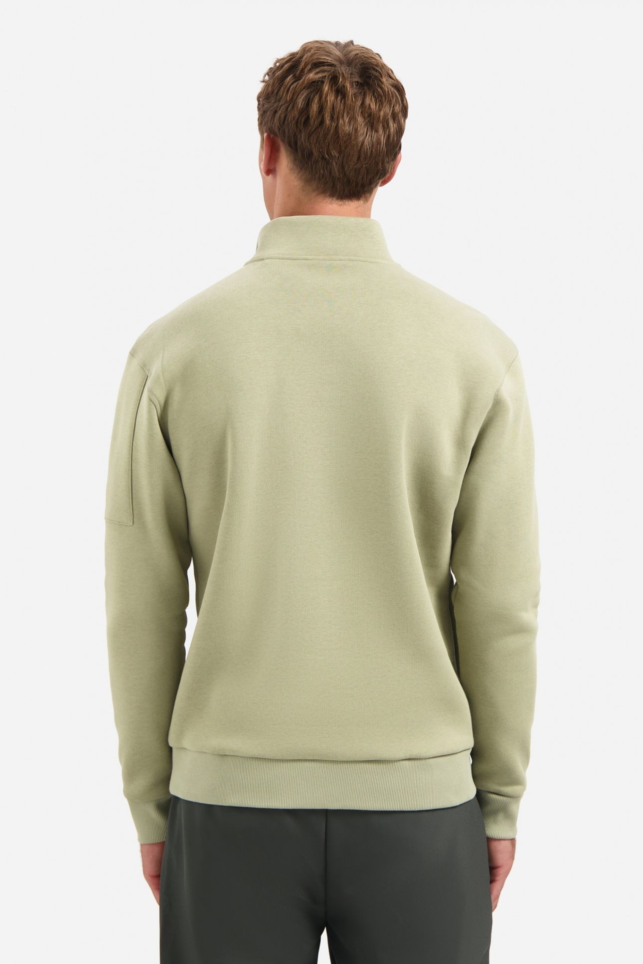 SWEATER HALF ZIP BRUSHED LIGHT MOSS 3
