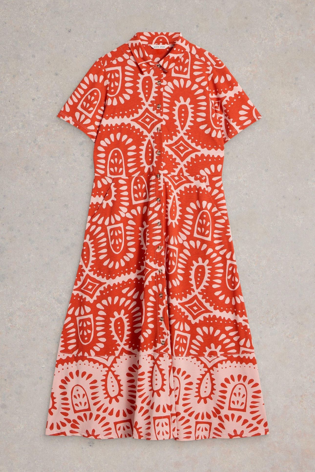 RUA JERSEY SHIRT DRESS RED PRINT 4