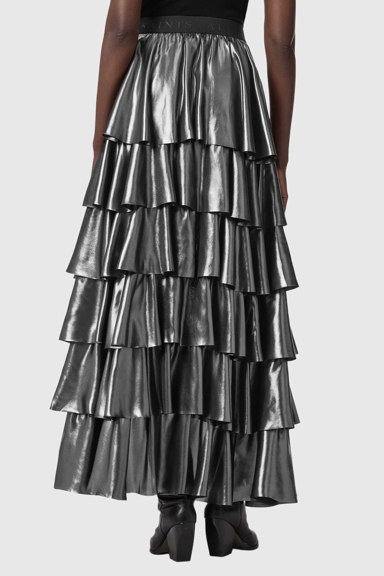 CAVARLY MAXI SKIRT METALLIC SILVER 5