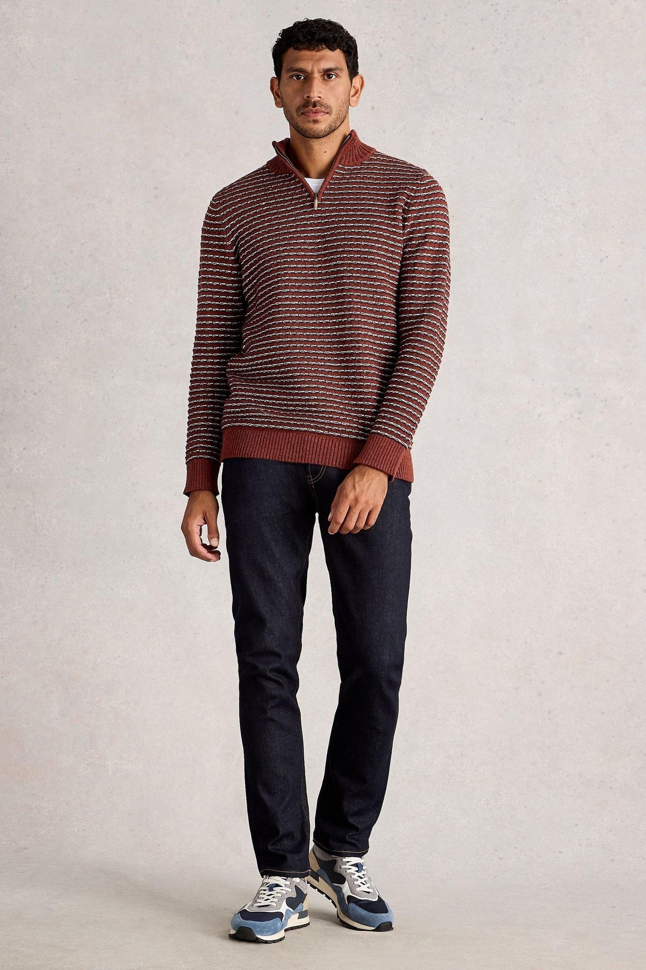 TEXTURED STRIPE FUNNEL RED MULTI 2