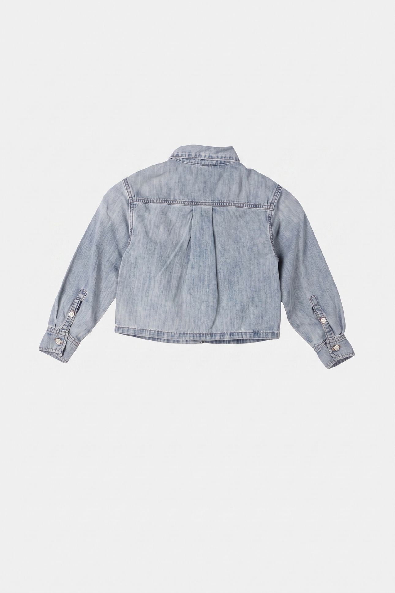 GIRLS CROPPED DENIM LONG SLEEVE JACKET ANDREW WASH 3