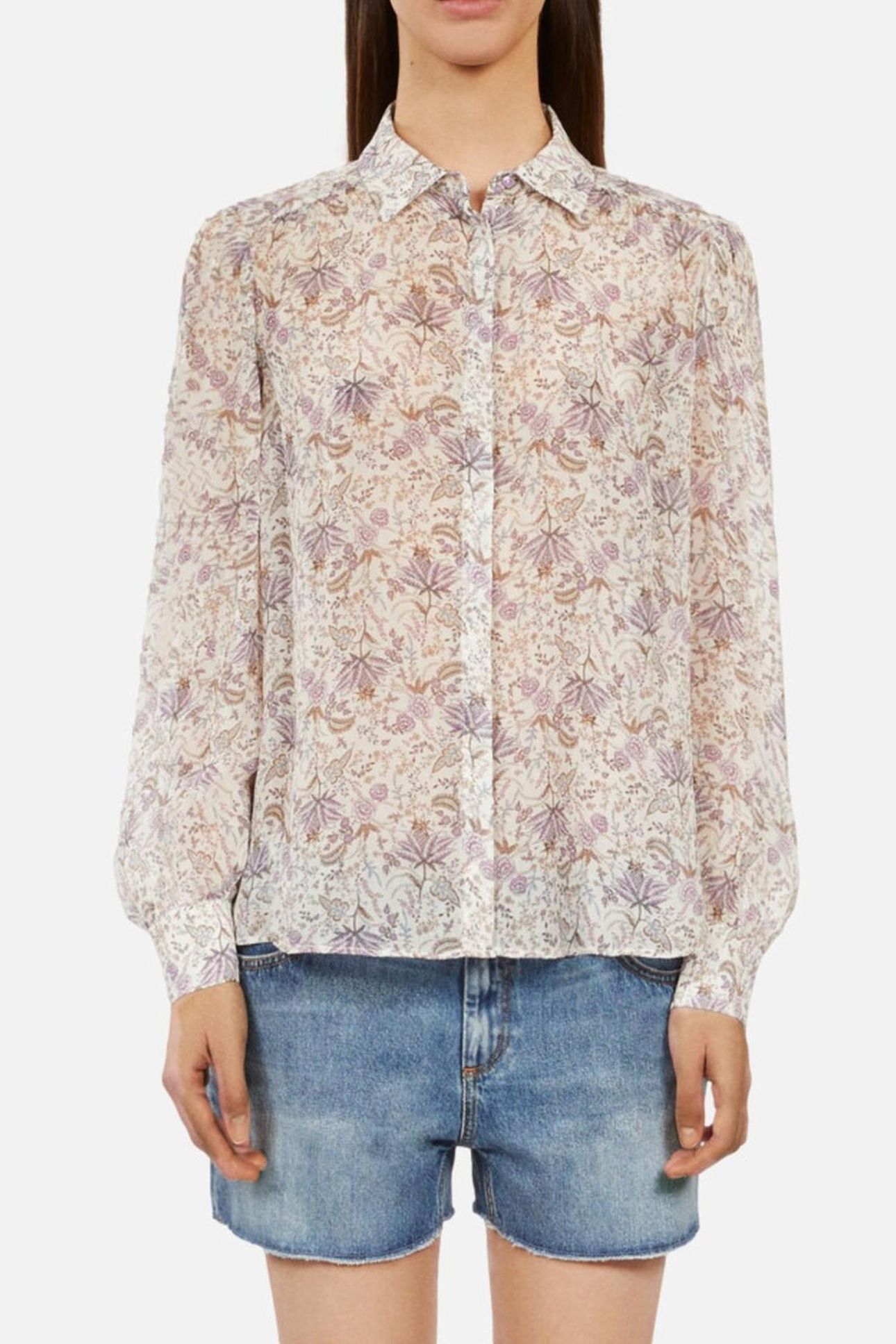LONG-SLEEVED SHIRT WITH CLASSIC COLLAR ECRU/MAUVECHALK 3