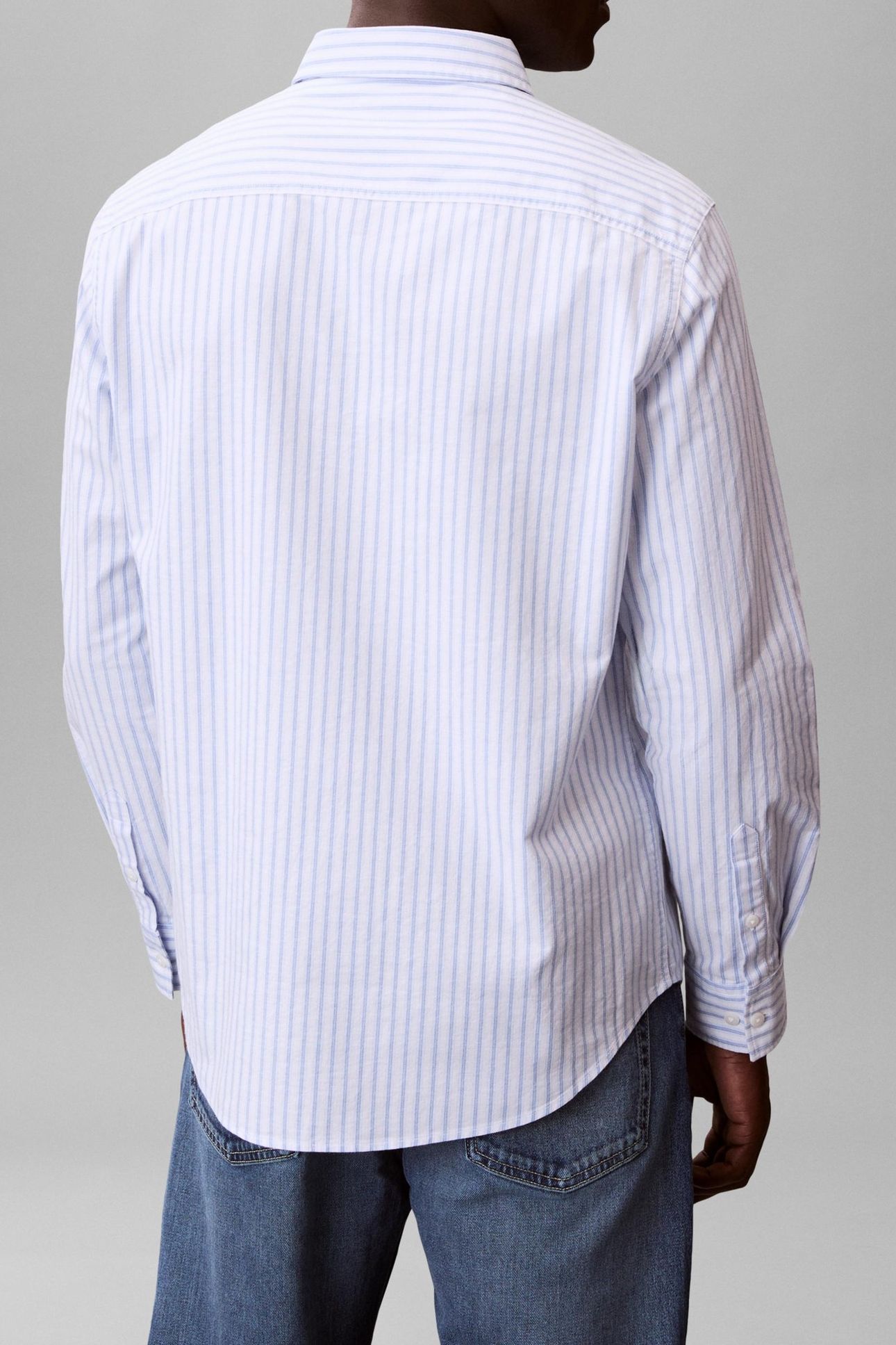 LONG SLEEVE YARN-DYED STRIPE OXFORD BLUE DESCENT 3