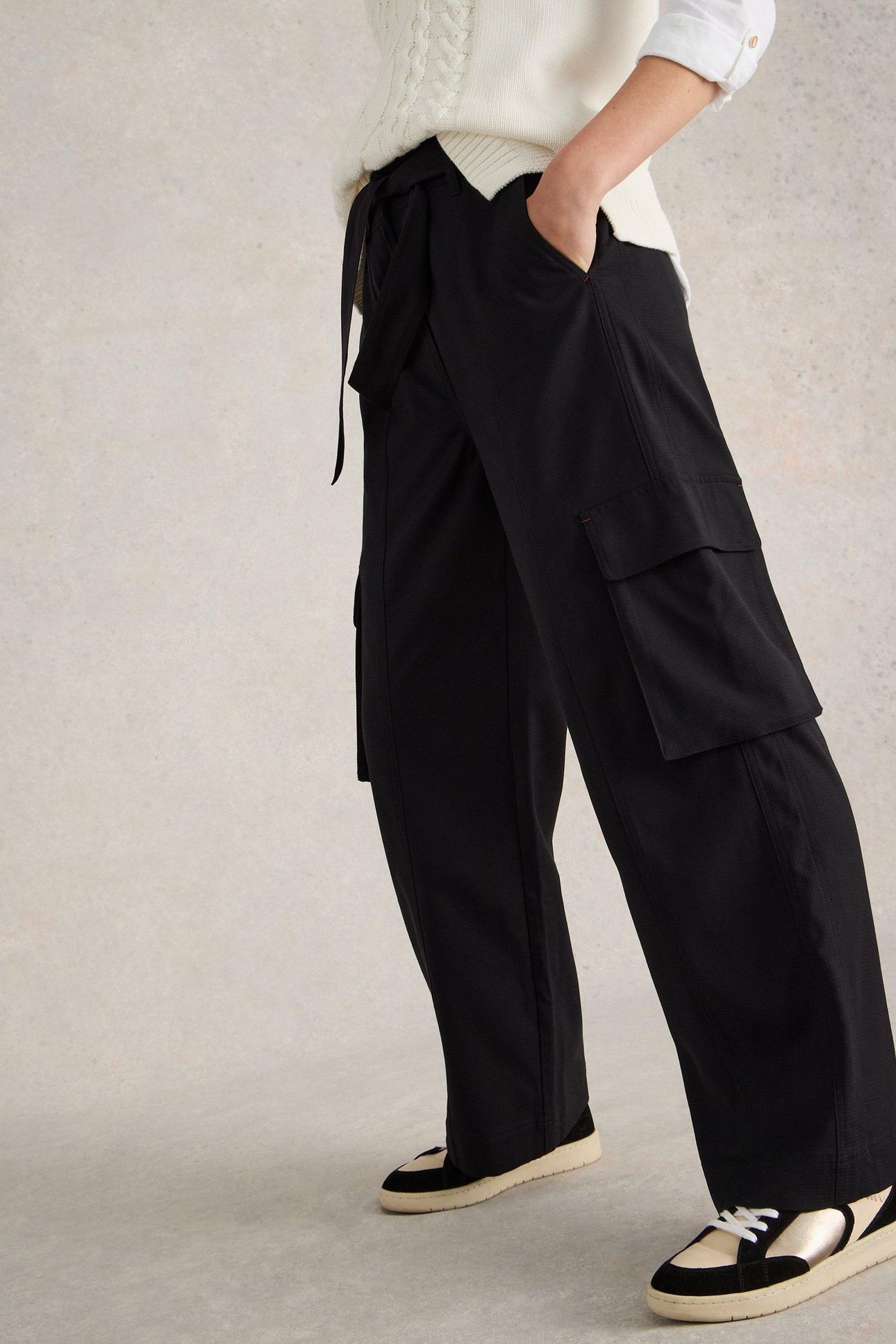 FERN WIDE LEG CARGO TROUSER PURE BLACK 7