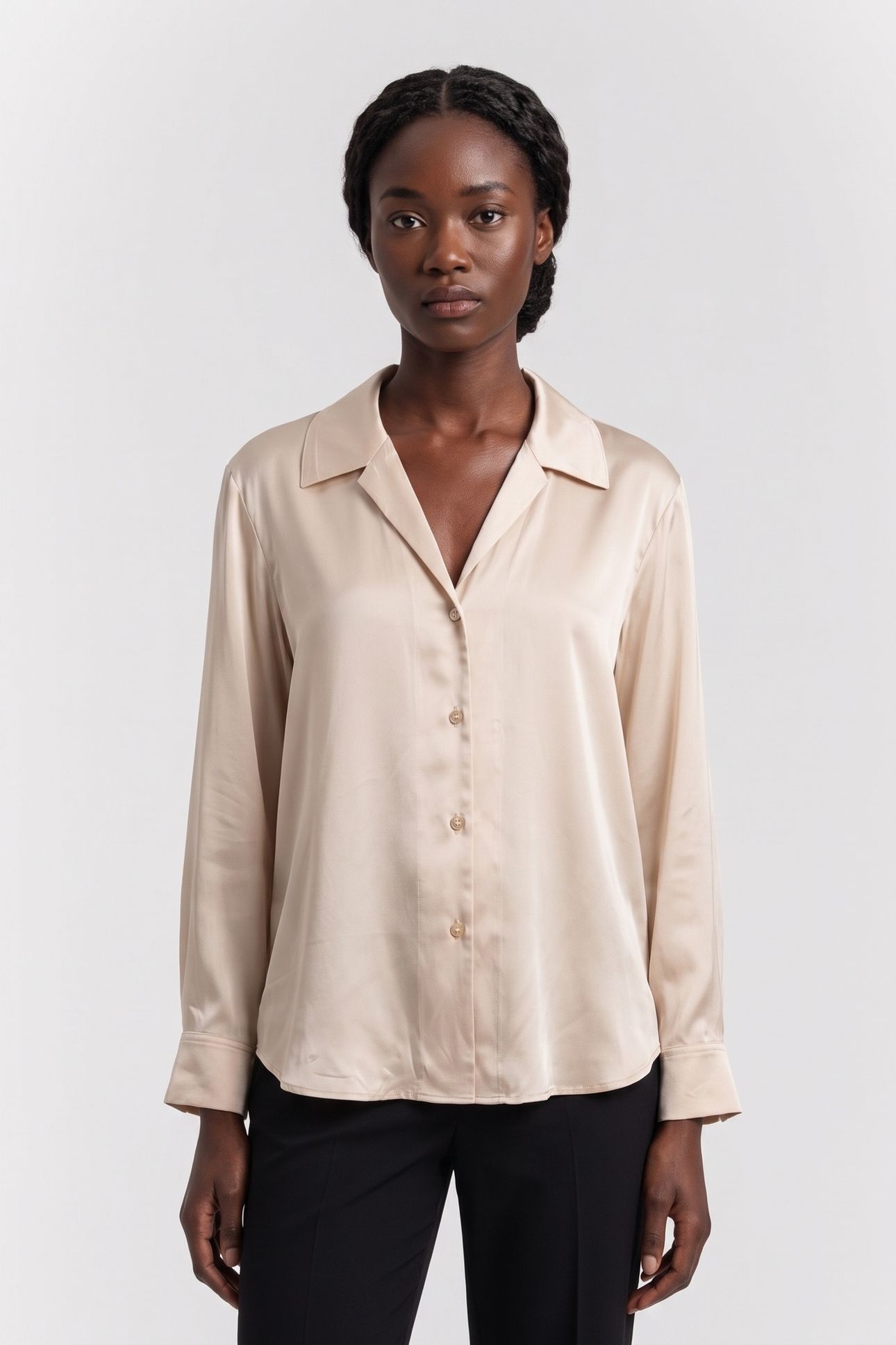 LEMMY SATIN SILK SHIRT BEIGE 1
