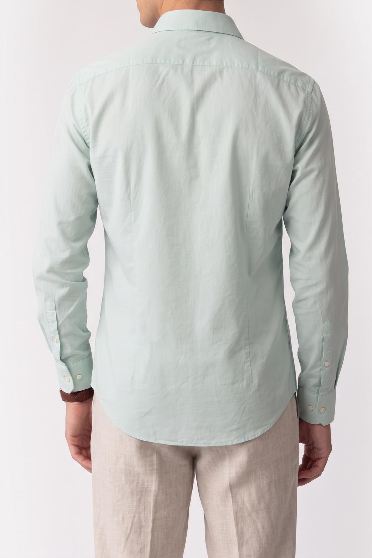 SLIM STRIPED STRAIGHT SHIRT SAGE 2