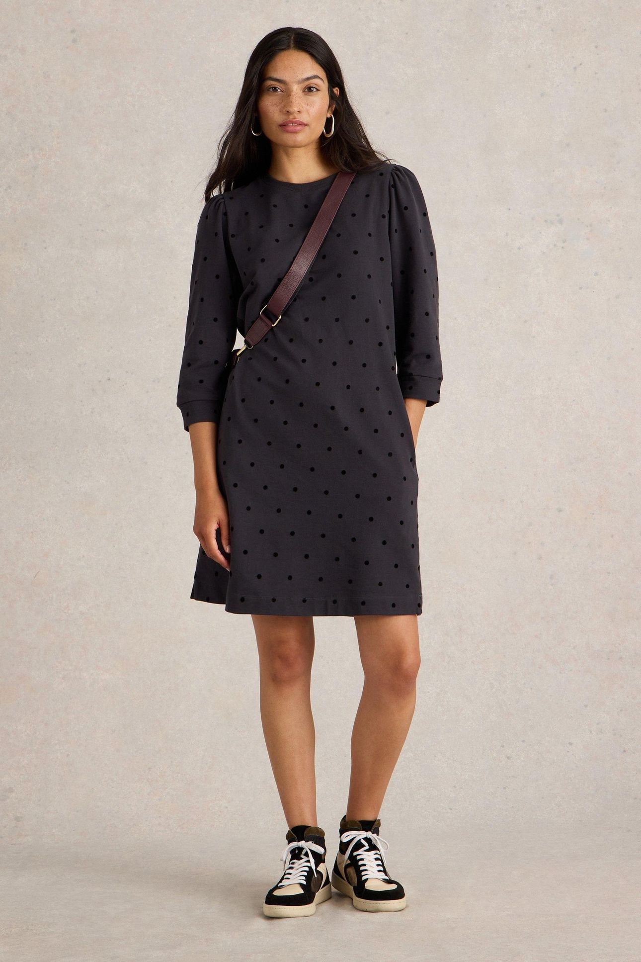AMY FLOCK JERSEY DRESS GREY MULTI 2