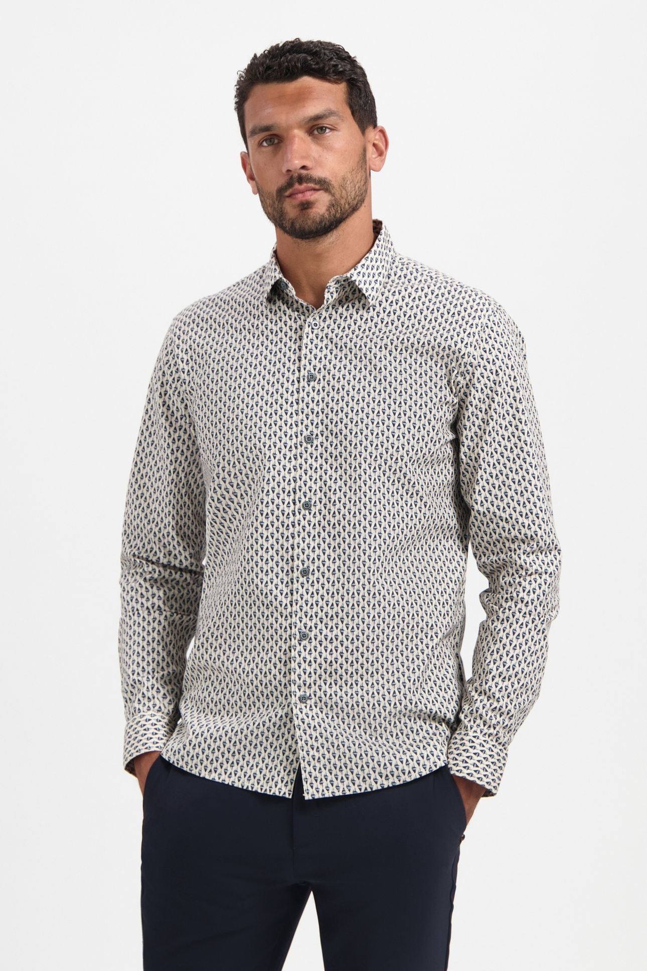 SHIRT STRETCH ALLOVER PRINTED WHITE 1