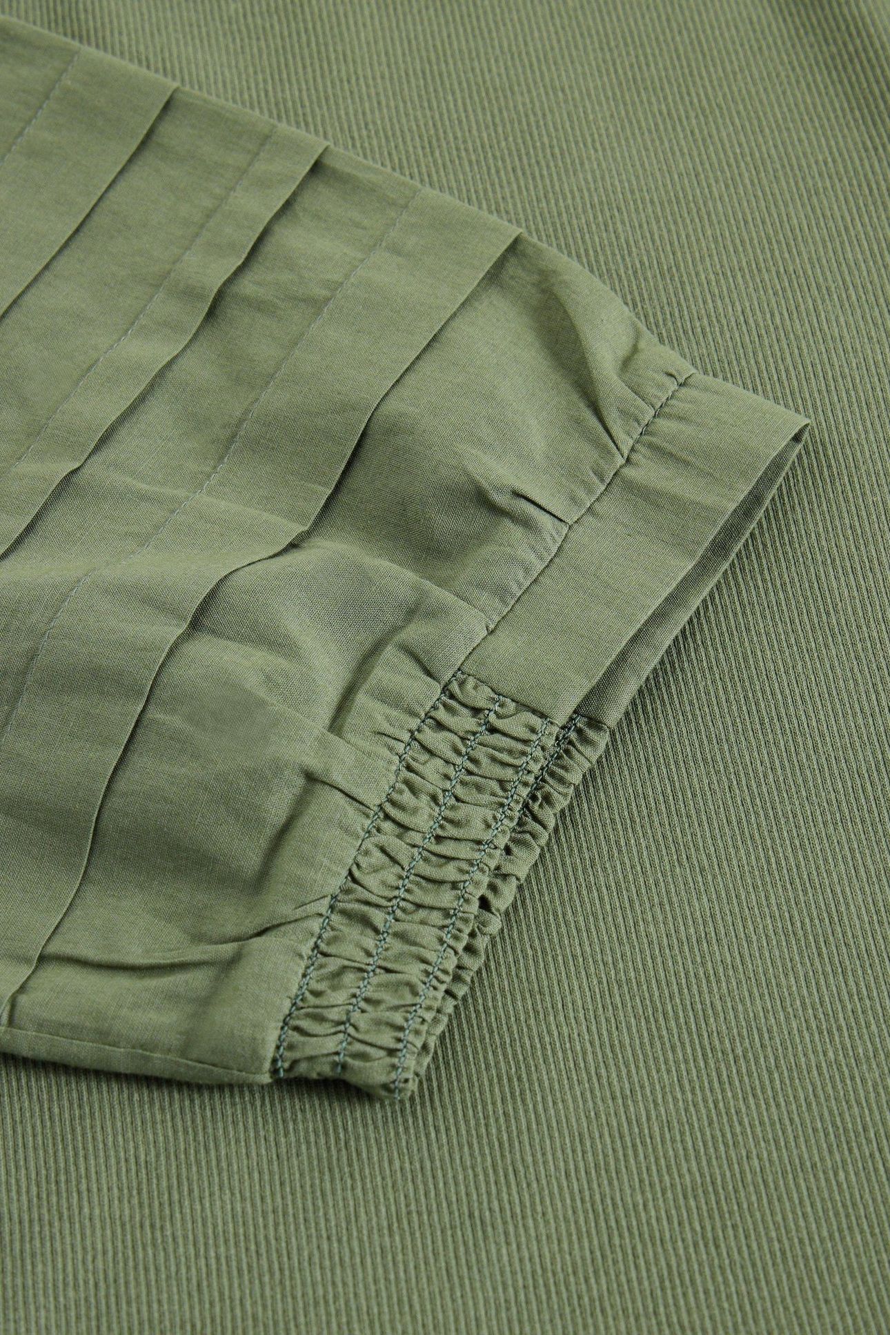 CLAUDIA FABRIC MIX DRESS DUSTY GREEN 6