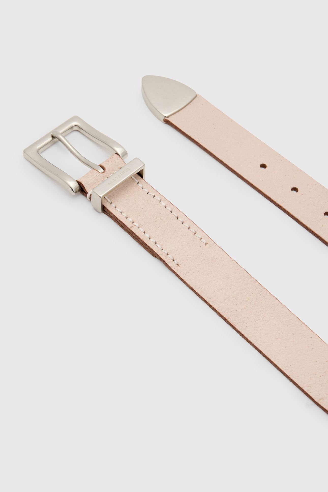 TREY METAL TIP BELT CREAM/DULL NICKEL 3