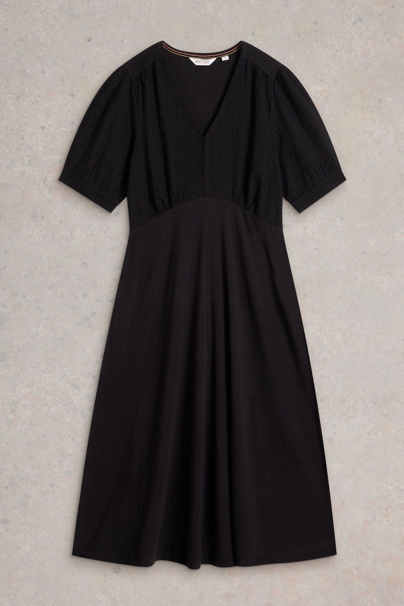 MEGAN BRODERIE JERSEY DRESS PURE BLACK 5