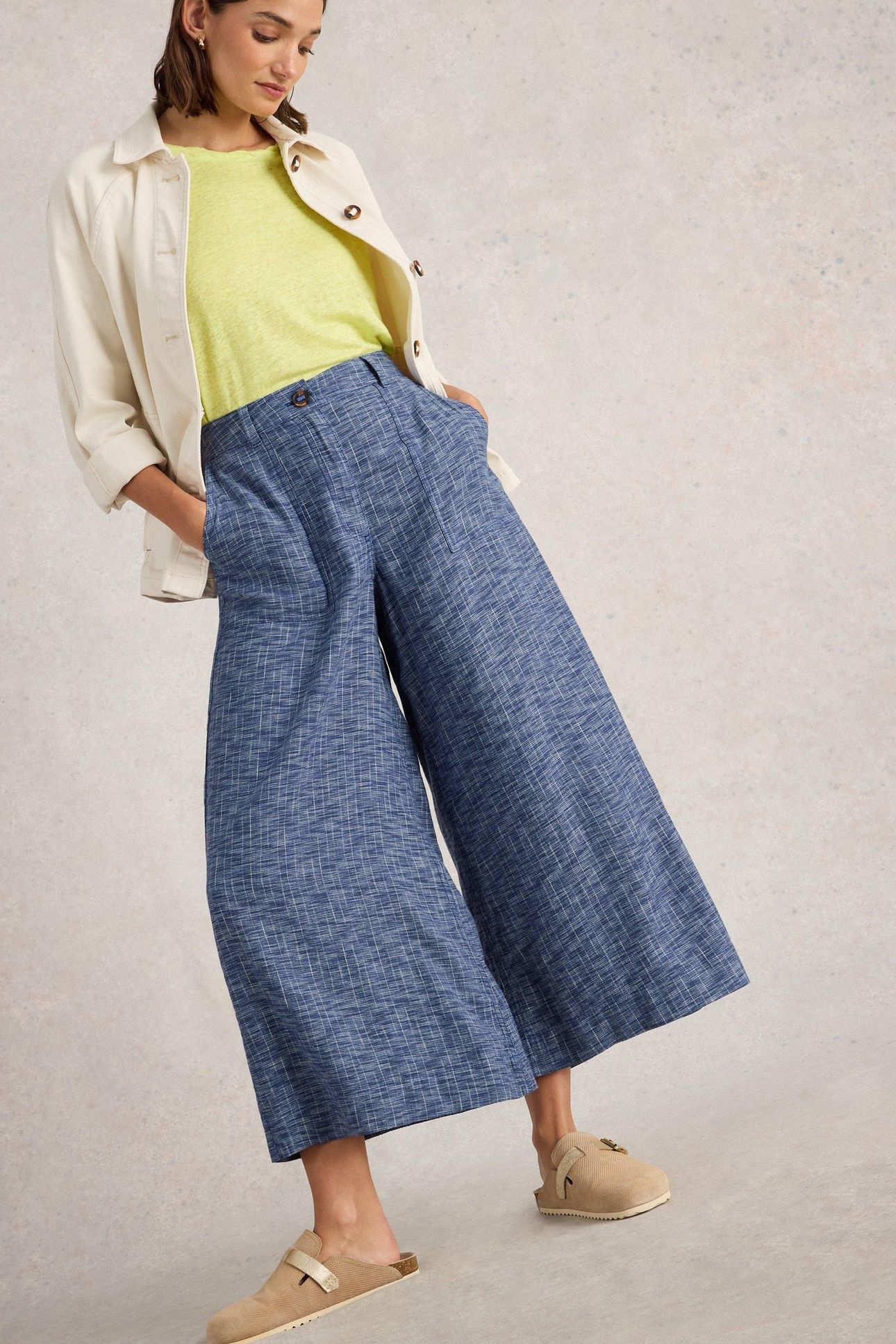 ROXY LINEN BLEND CULOTTE BLUE MULTI 2