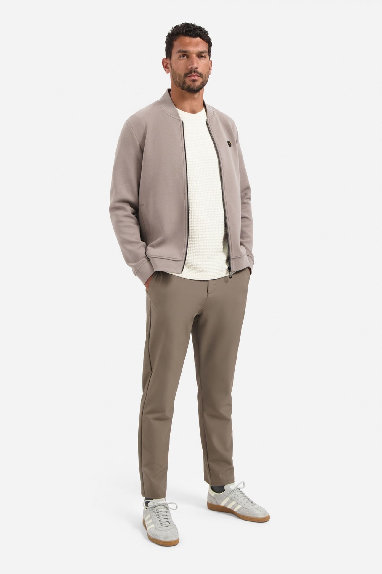 SWEATER FULL ZIPPER PIQUE BOMBER CLAY 3