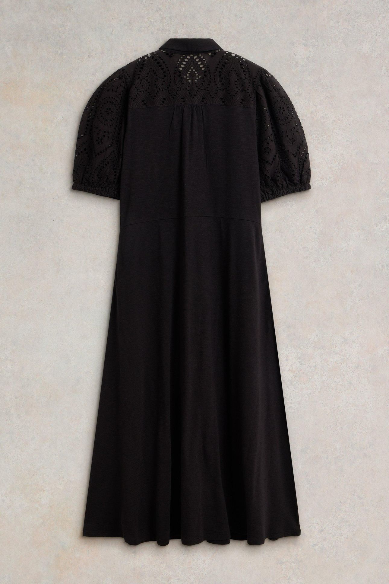 RUA BRODERIE SHIRT DRESS PURE BLACK 4