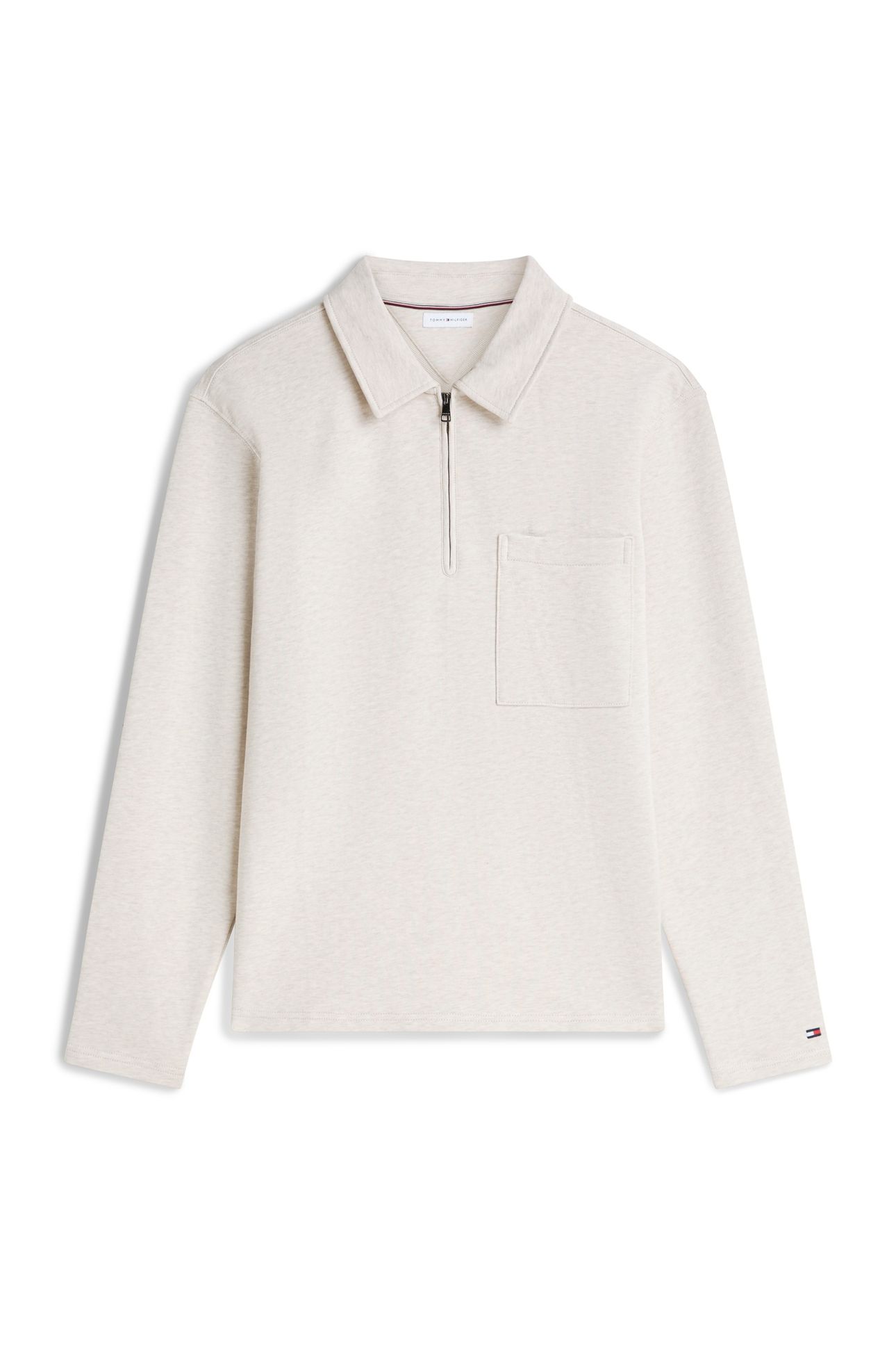 ESSENTIAL TERRY QUARTER-ZIP HEATHERED OATMILK 4