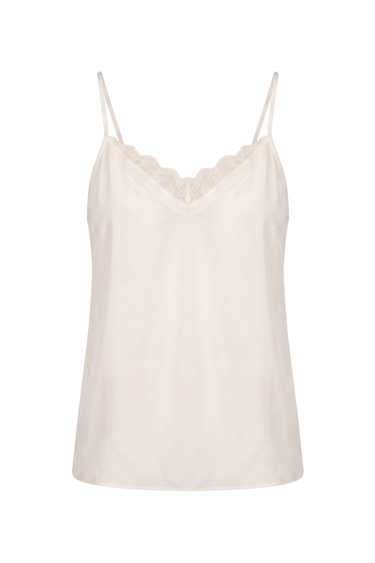 SILK CAMISOLE WITH A NECKLINE ADORNED WITH FRENCH LACE ECRU 3