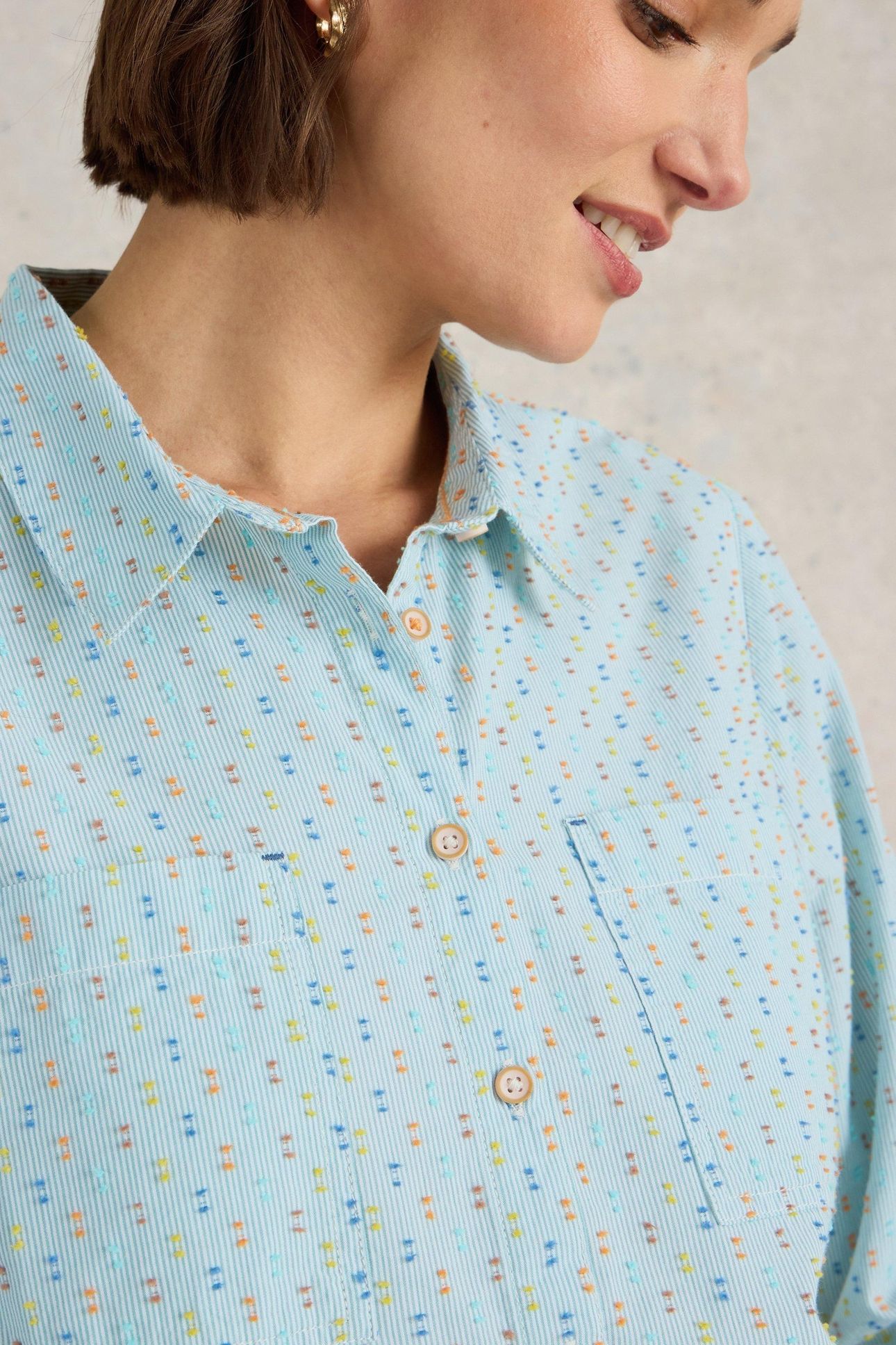 SOPHIE ORGANIC COTTON SHIRT GREEN MULTI 7