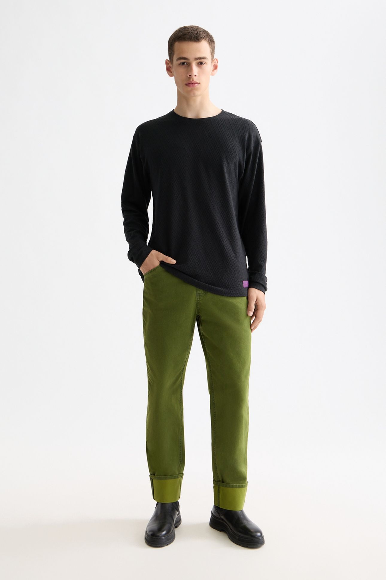 RELAXED FIT JACQUARD KNIT T-SHIRT ANTHRACITE 2